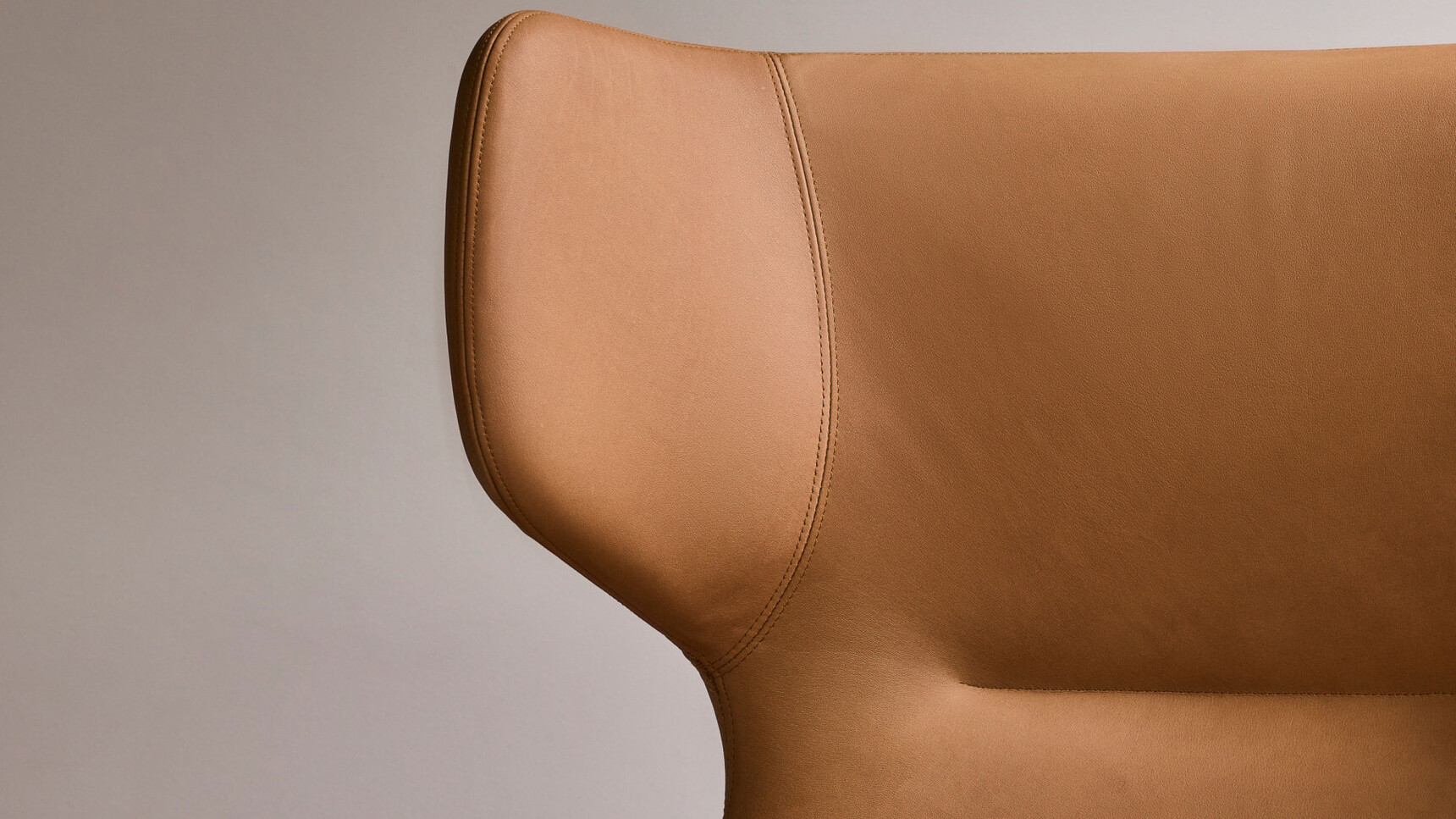 Modus Balance Wingback Lounge Chair Leather Upholstery Detail Image