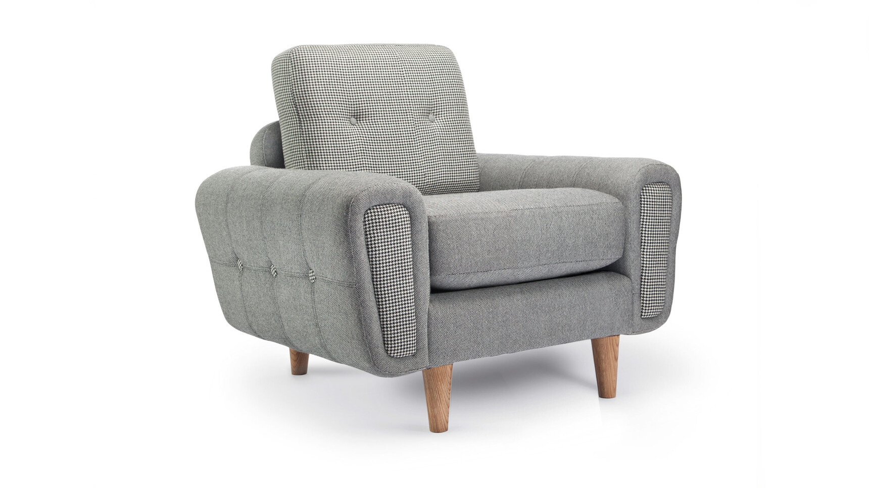 Deadgood Harvey Armchair Grey Upholstery Front Quarter Family Image