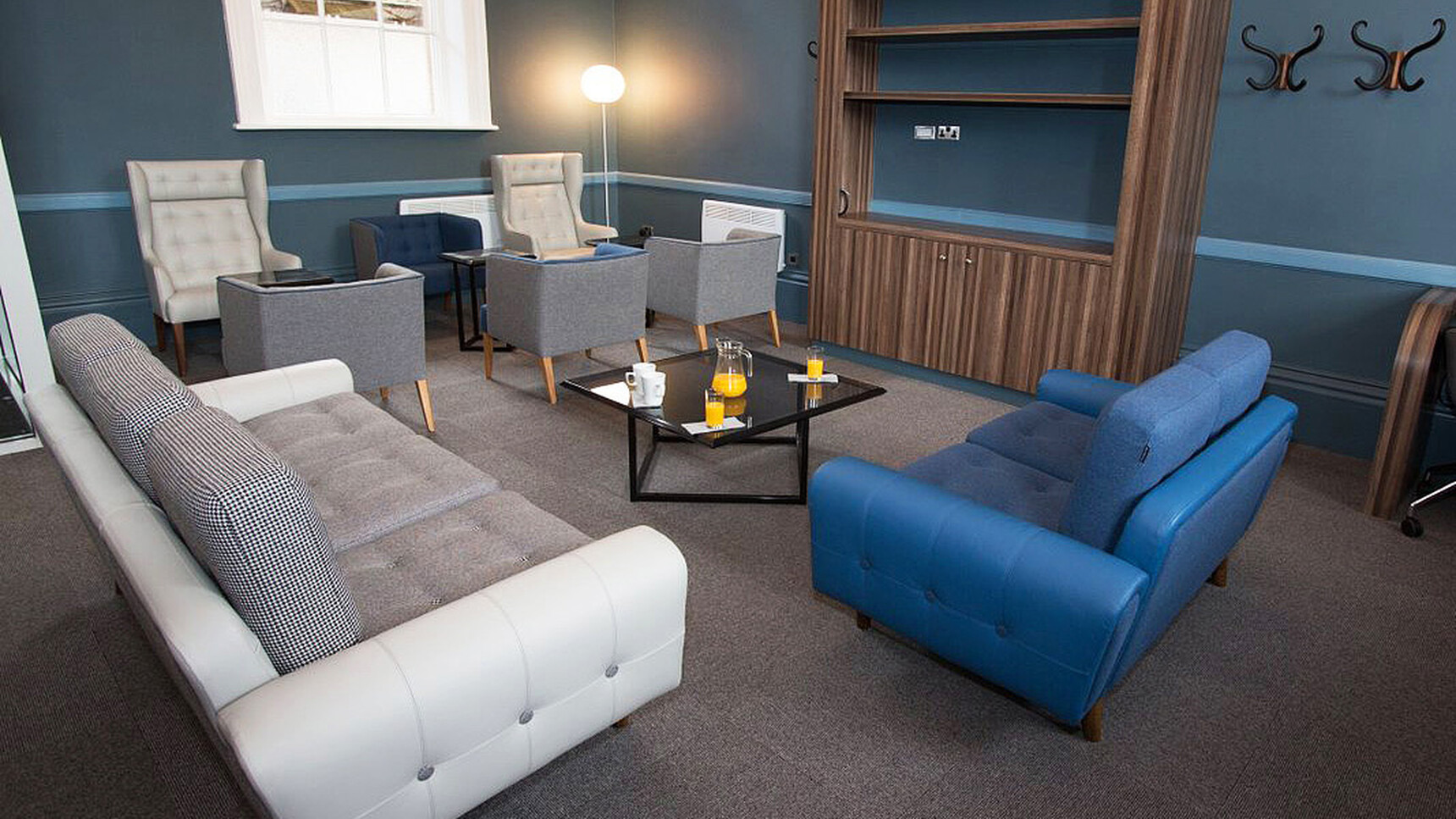 Deadgood Harvey Sofa 2 Person Blue With 3 Person Sofa White In Situ