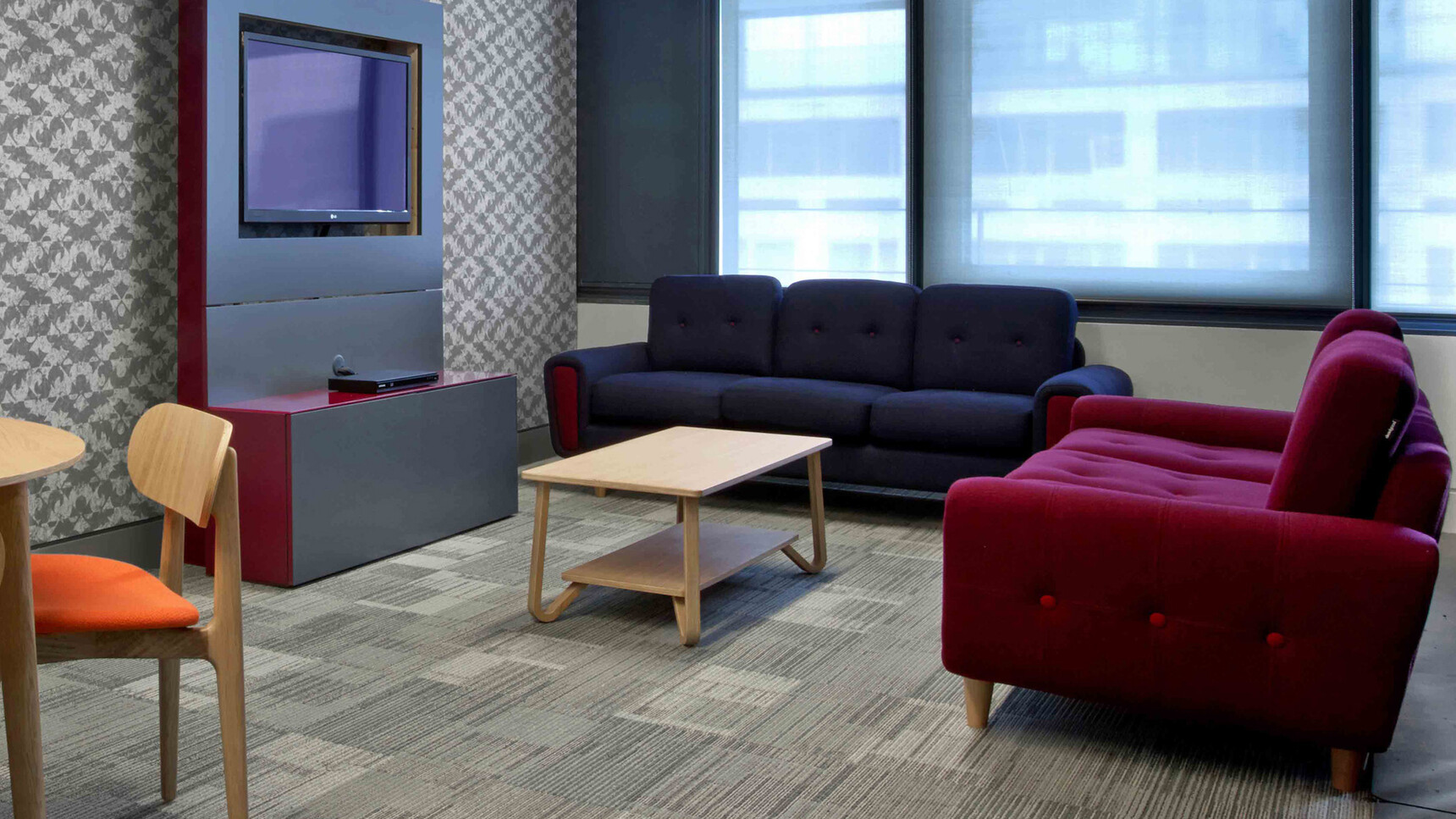 Deadgood Harvey Sofa | 3 Person Dark Blue Upholstery In Situ