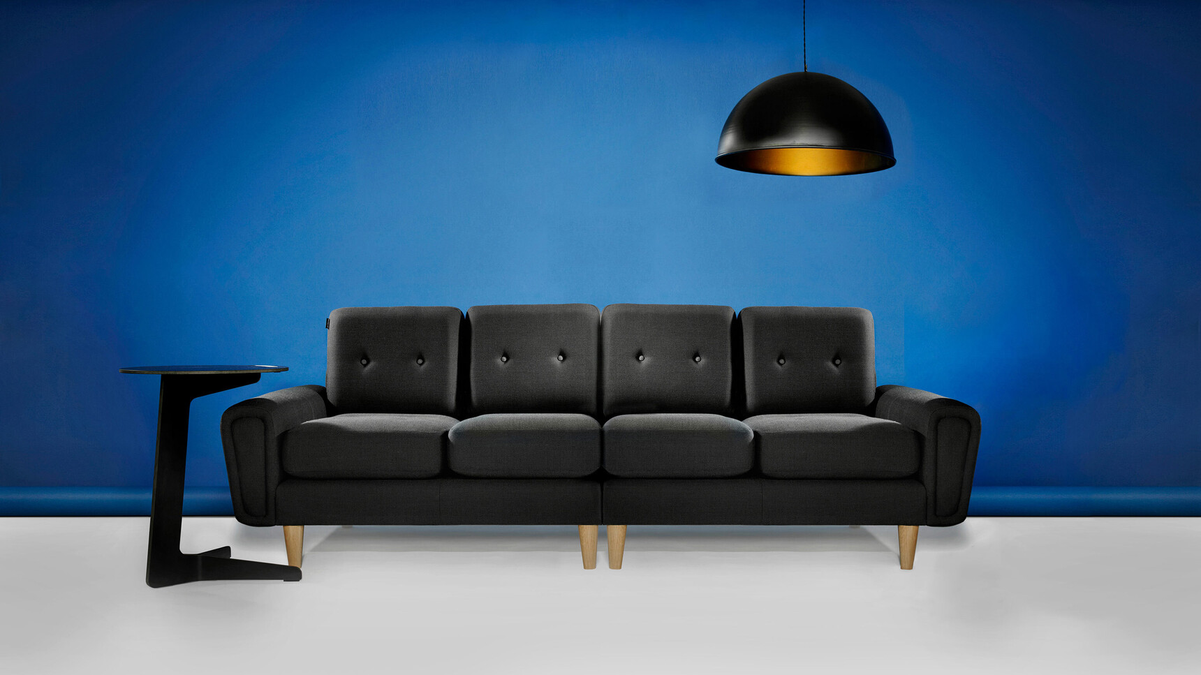 Deadgood Harvey Sofa | 4 Person Black Upholstery Family Image