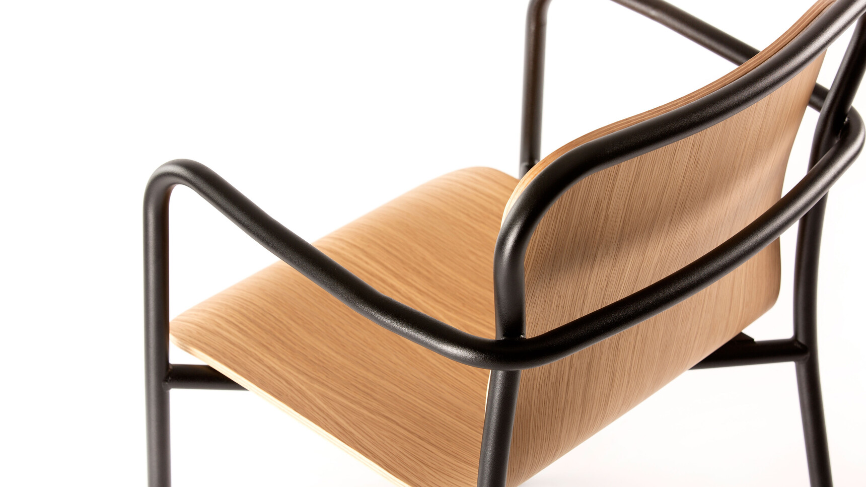 Deadgood Hug Wood Dining Chair With Arms Black Frame Detail Image
