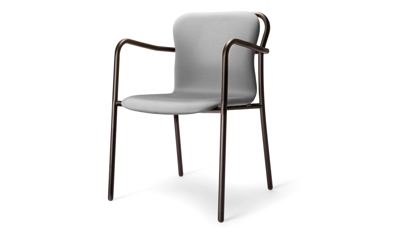 Deadgood Hug Soft Dining Chair With Arms Grey Upholstery Black Frame Family Image