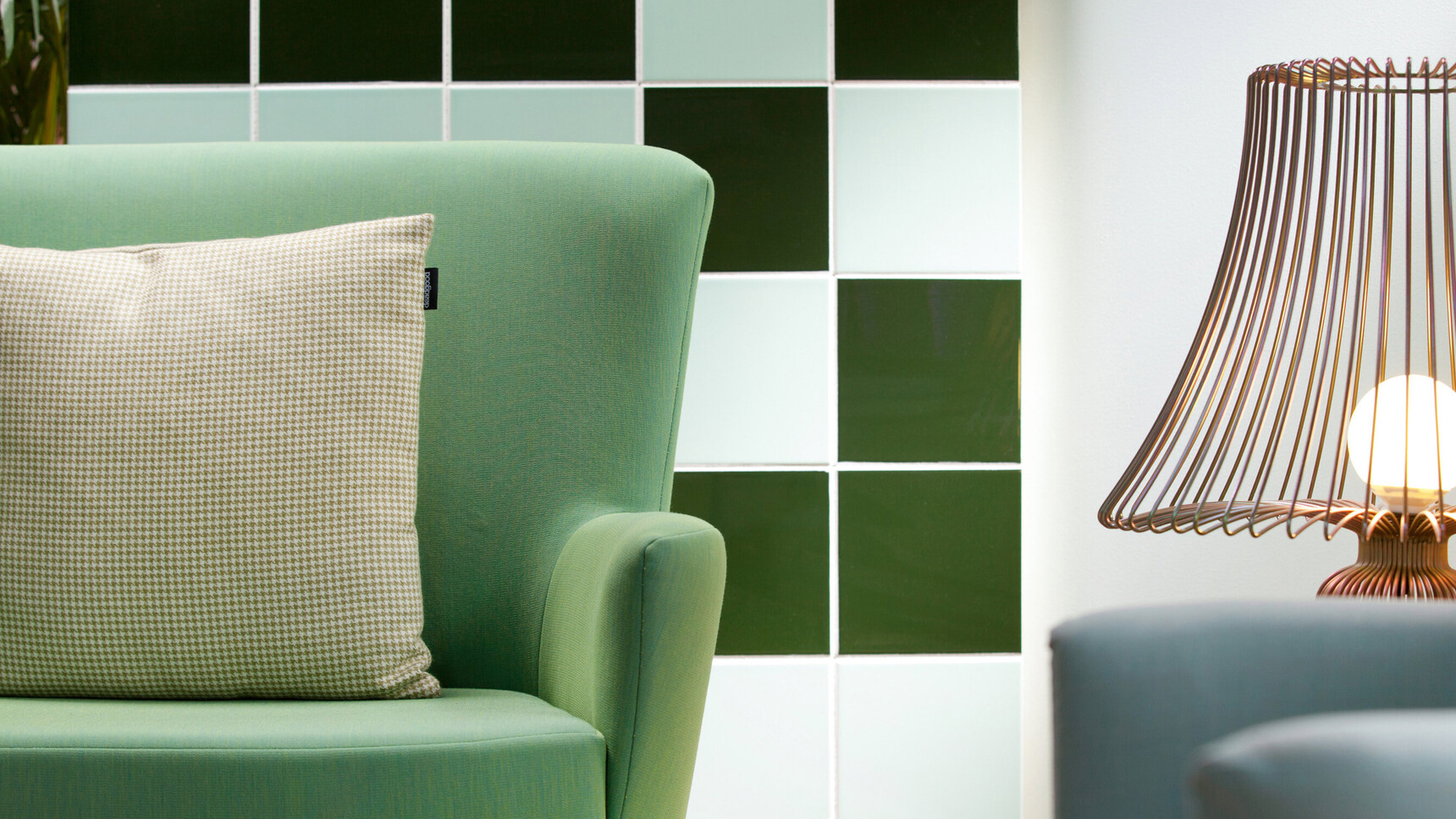 Deadgood Love Lounge Double Chair Green Upholstery Detail Image