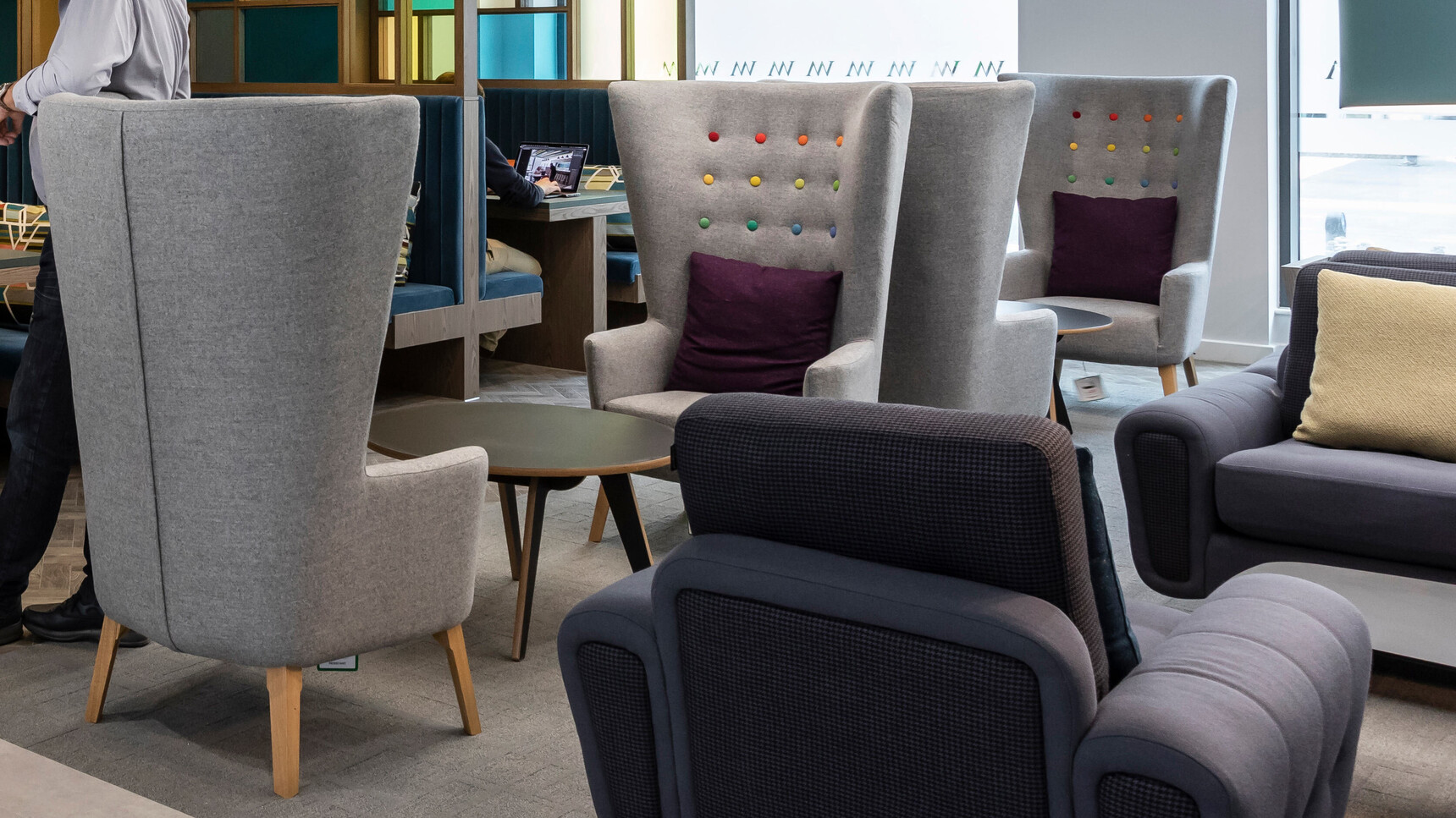 Deadgood LovedUp Lounge Chairs With Mixed Colour Buttons In Lounge Setting