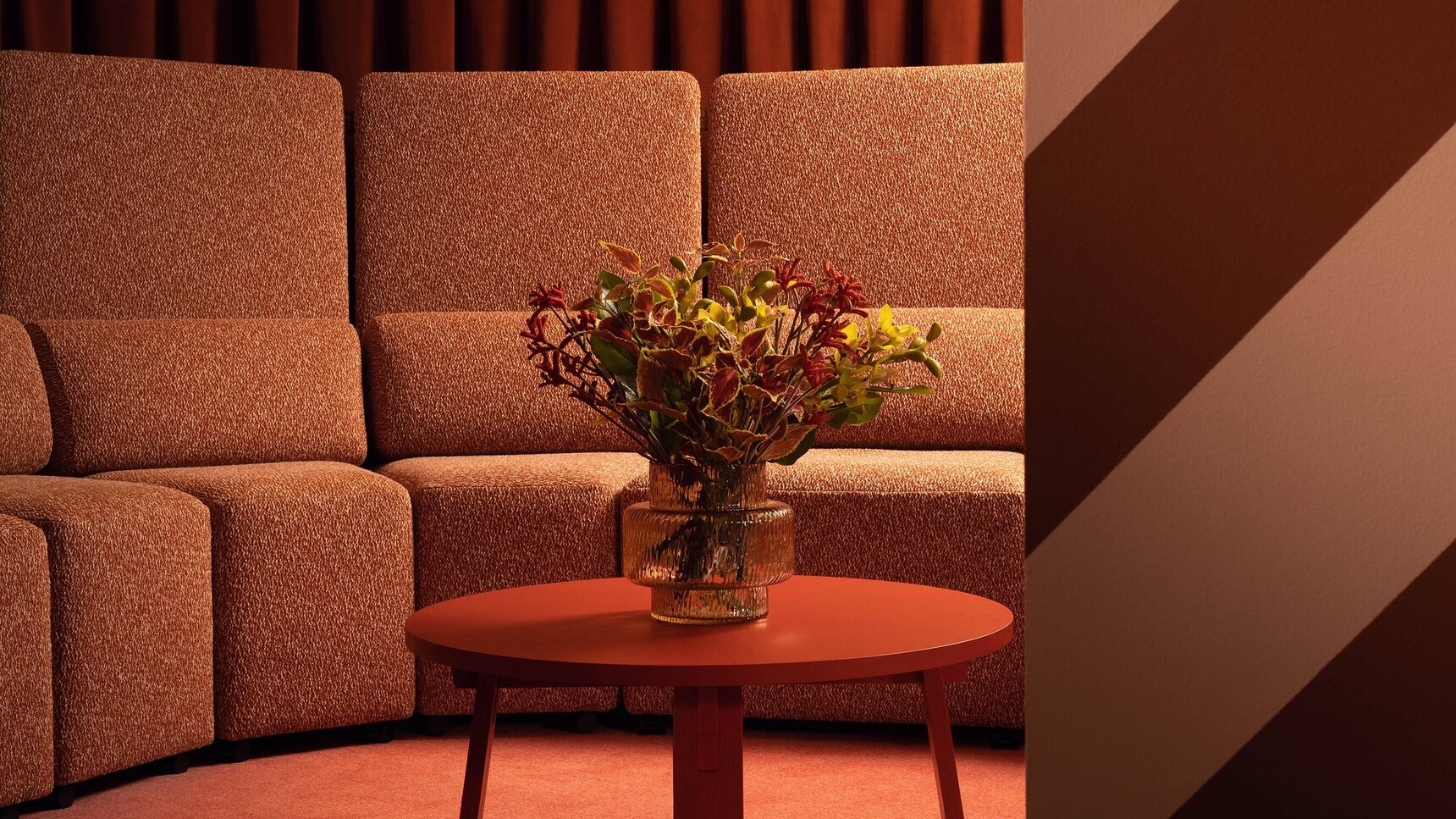 Deadgood Marra Coffee Table Coral Red Finish Family Image