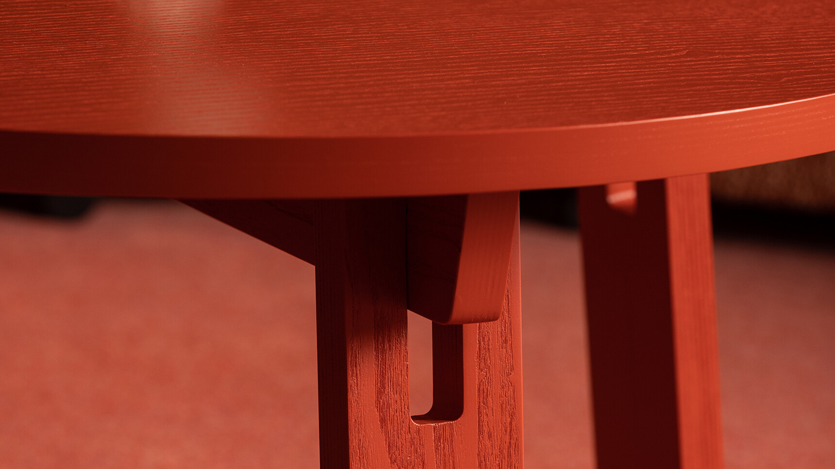 Deadgood Marra Coffee Table Coral Red Finish Detail Image In Situ