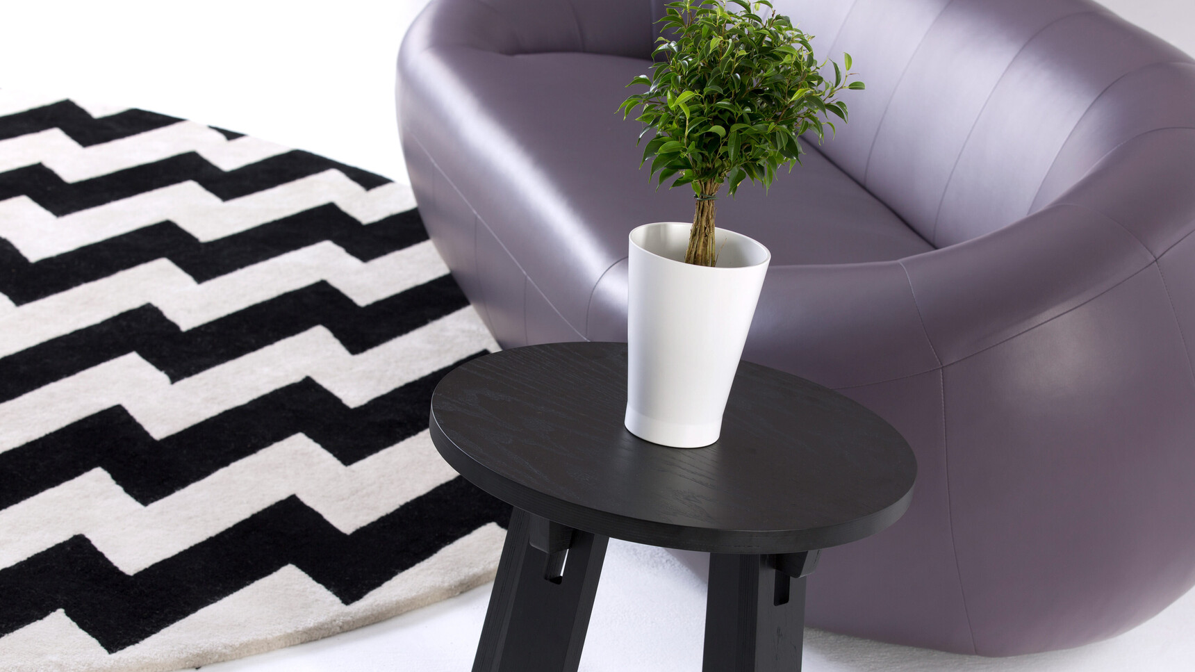 Deadgood Marra Side Table Jet Black Finish With Capsule Sofa Detail Image