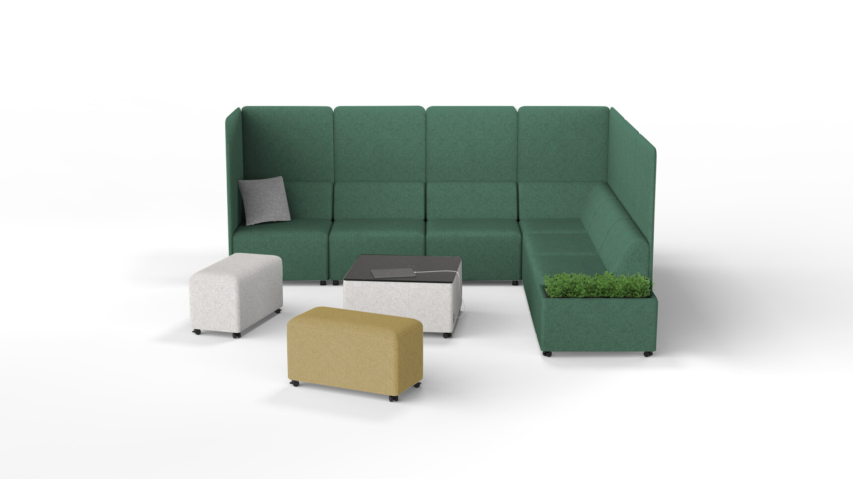 Deadgood ReWork Modular High Back L-Shaped Sofa Green Upholstery Family Image
