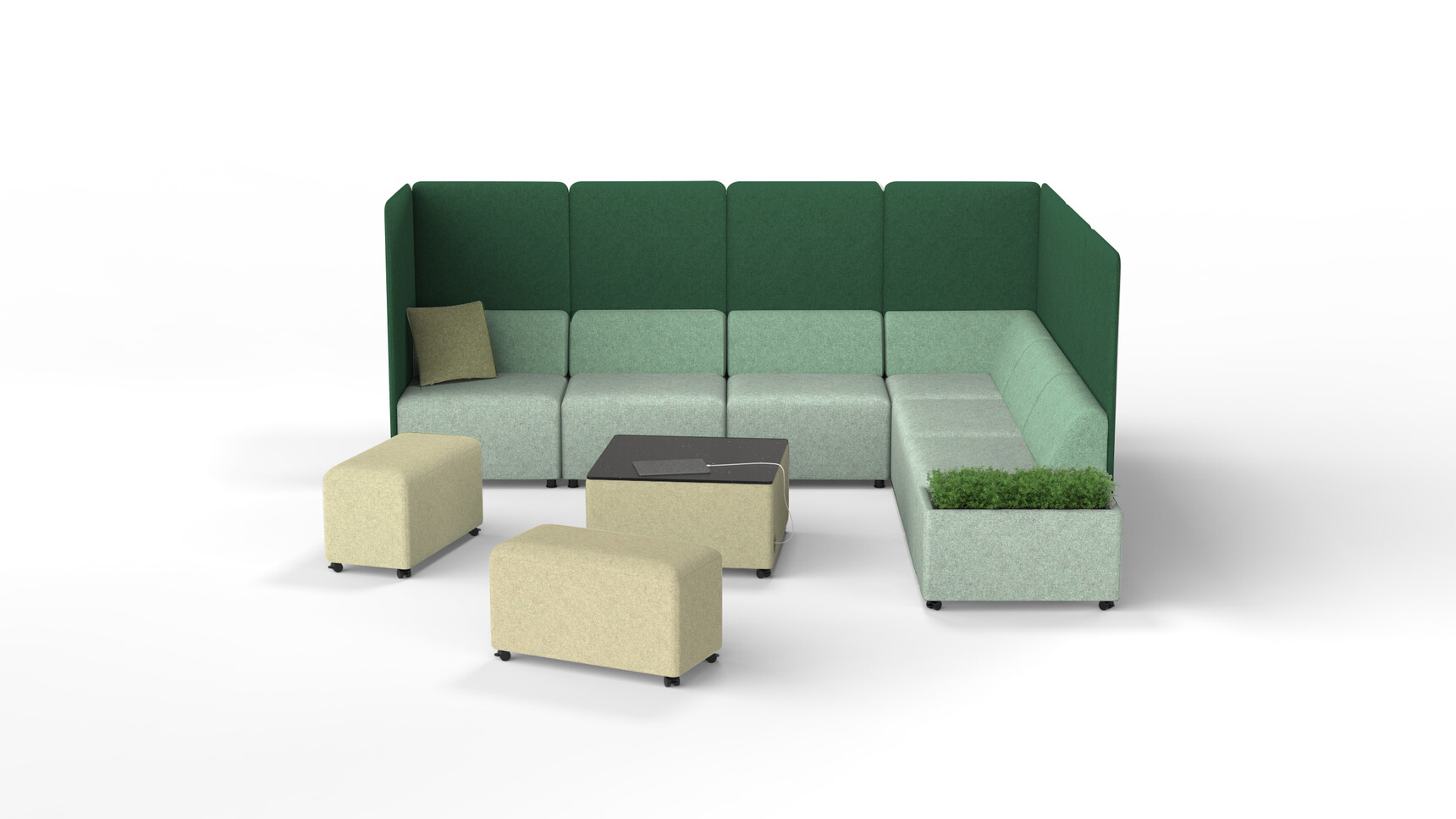 Deadgood ReWork Modular High Back L-Shaped Sofa Three Green Upholstery Tones Family Image
