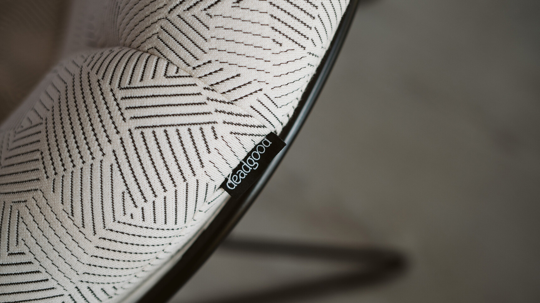 Deadgood Sprung Lounge Chair White Black Pattern Black Frame Detail Image