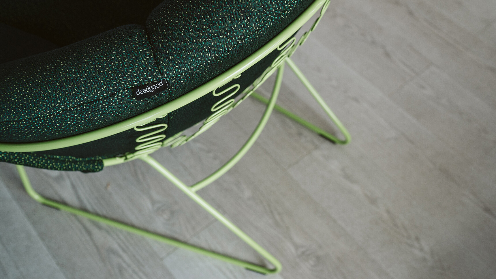 Deadgood Sprung Lounge Chair Green Frame Green Fabric Family Image