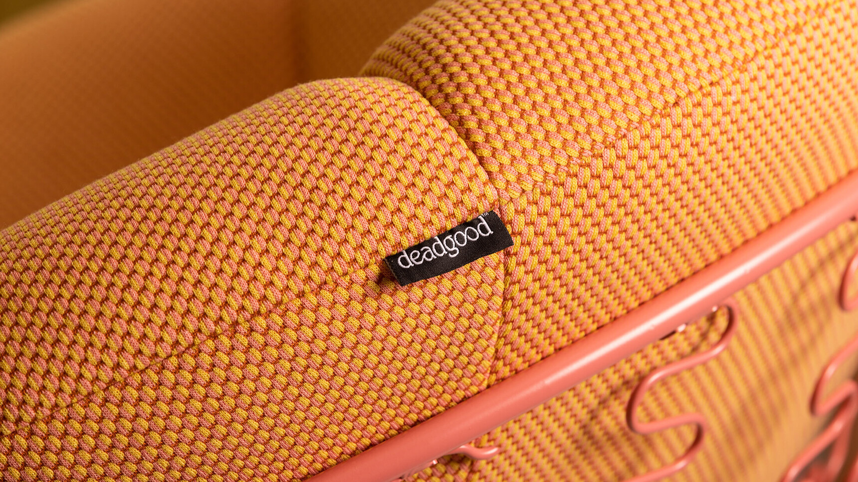 Deadgood Sprung Lounge Chair Orange Fabric Detail Image