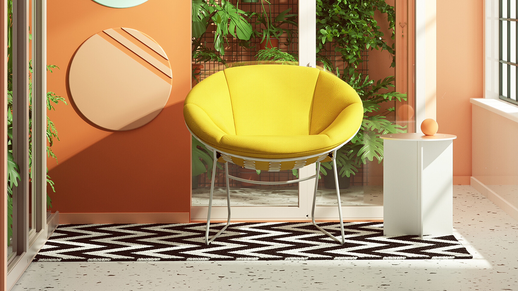 Deadgood Sprung Lounge Chair Yellow Upholstery Family Image