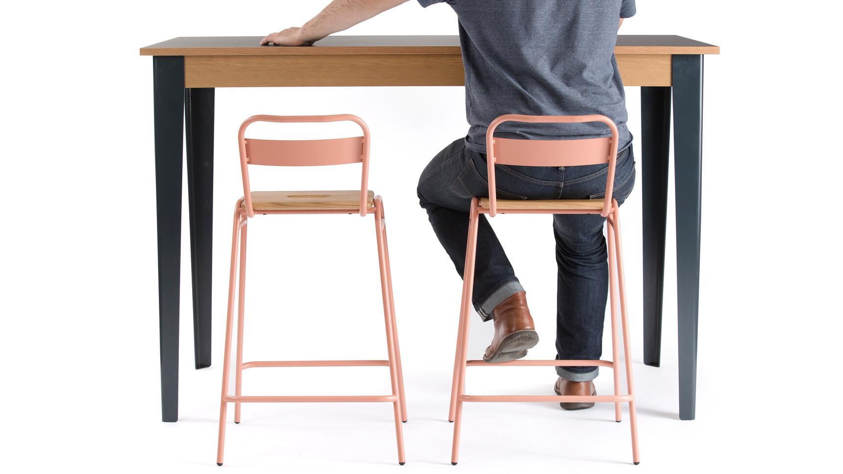 Deadood Tree Table Tall | X-Large Black Legs Stools At Table In Office Setting