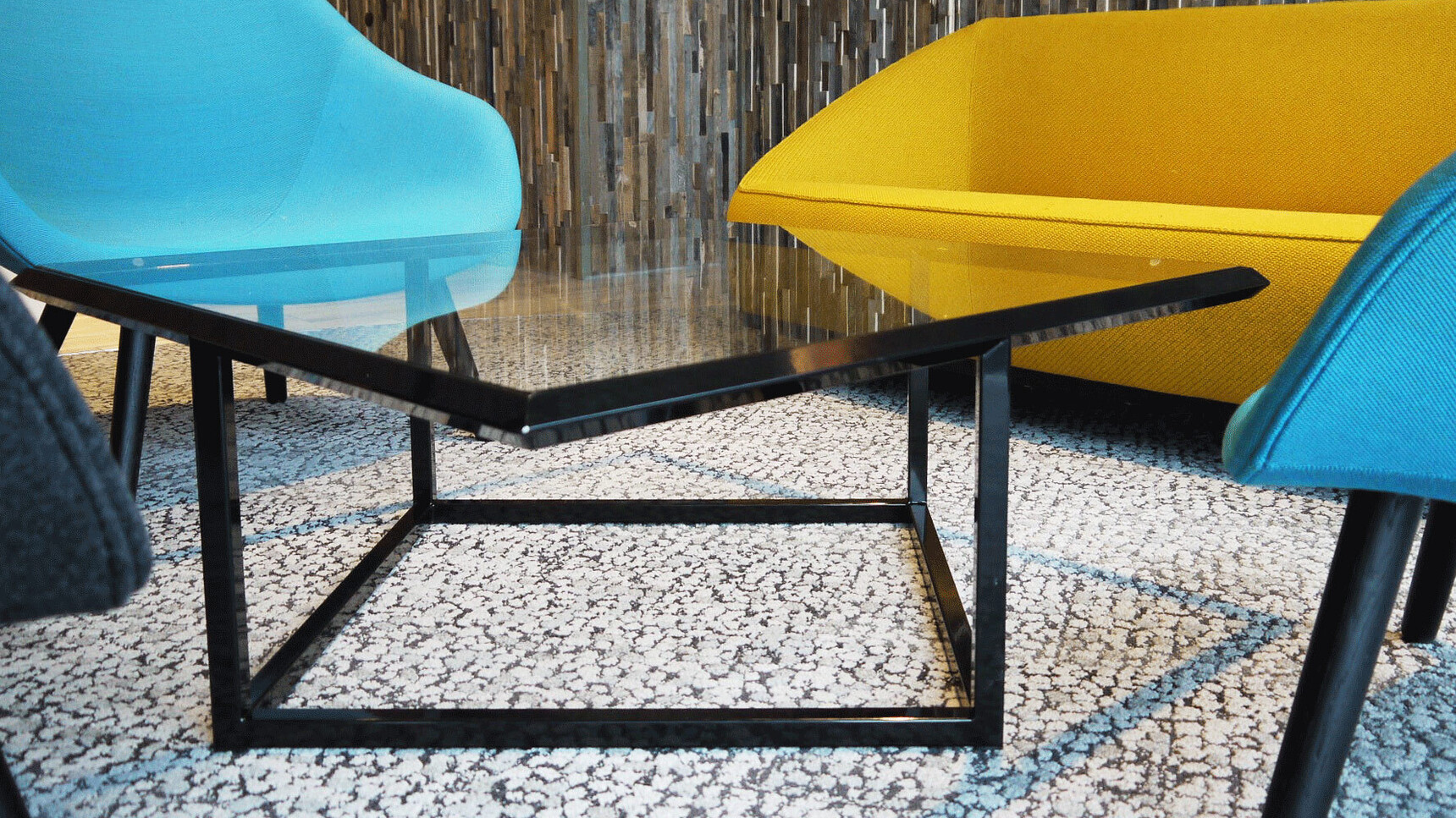 Deadgood Turn Coffee Table Smoked Glass Jet Black Frame Finish Detail Image