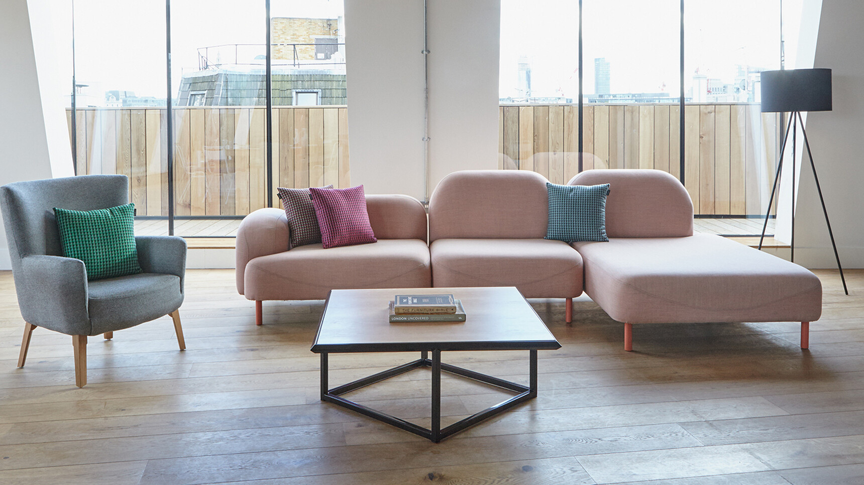 Deadgood Turn Coffee Table Wood Top Black Frame With Scafell Sofa In Situ