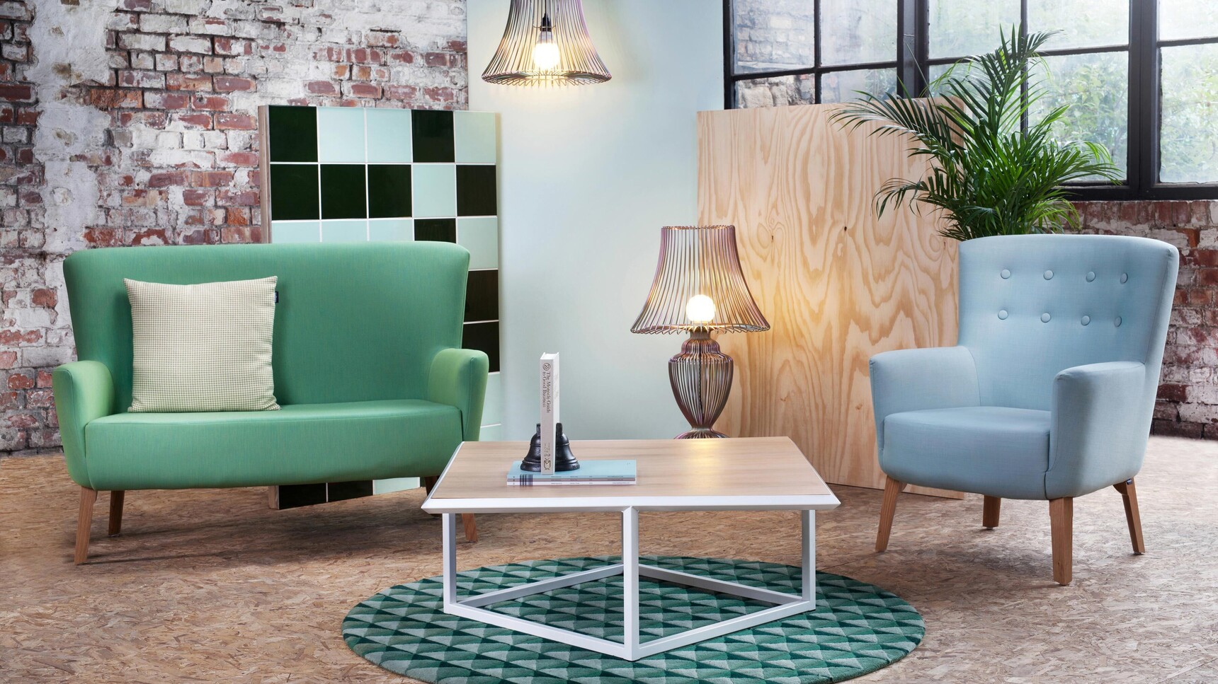 Deadgood Turn Coffee Table With Wood Top Signal White Frame With Love Sofa In Situ