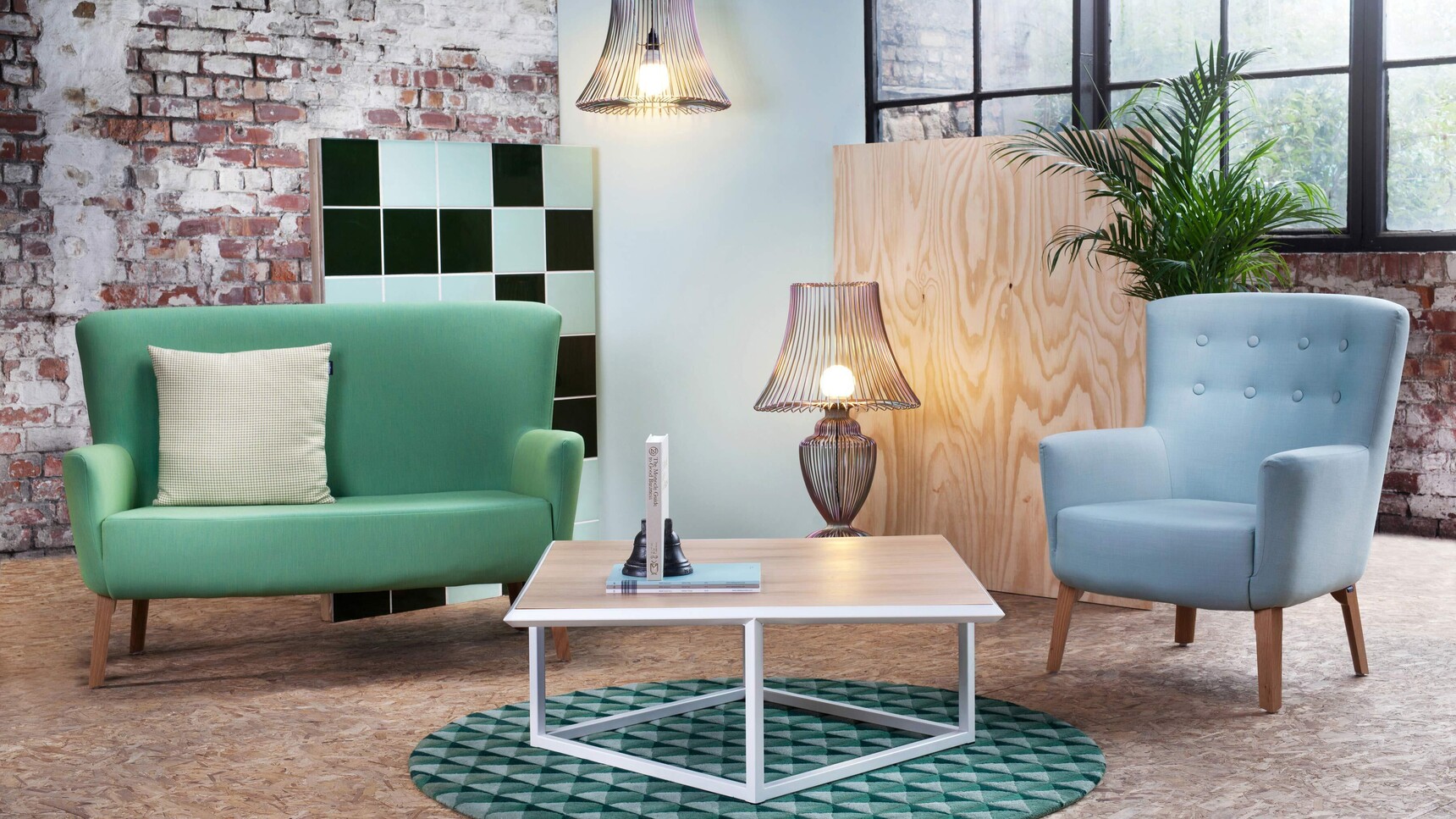 Deadgood Wire Lamp | Medium With Love Sofa Turn Coffee Table In Situ
