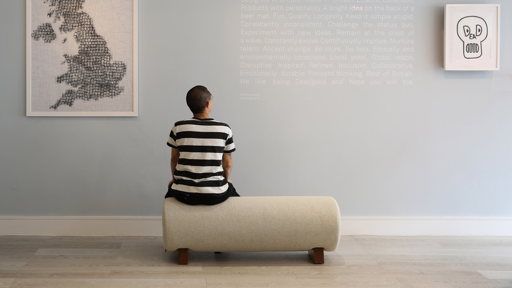 Deadgood Woody Bench | Small With Person Family Image