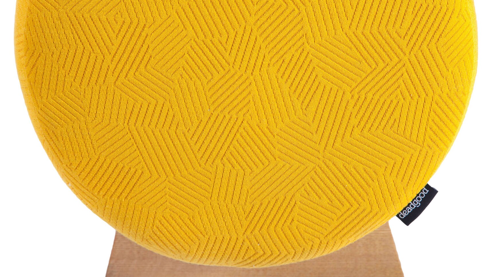 Deadgood Woody Bench | Small Yellow Upholstery Detail Image Of Side