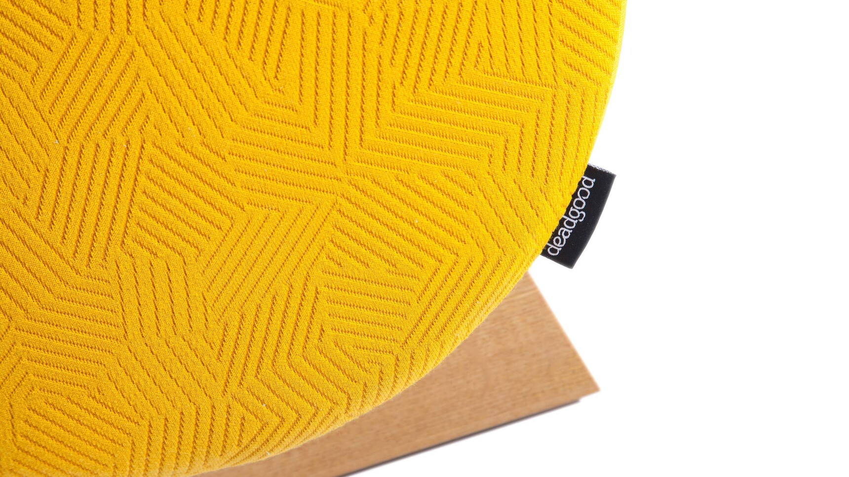 Deadgood Woody Bench | Small Yellow Upholstery Detail Image Of Base