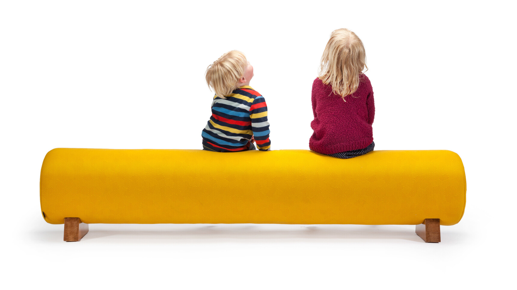 Deadgood Woody Bench | Large Yellow Upholstery With Two Users Family Image