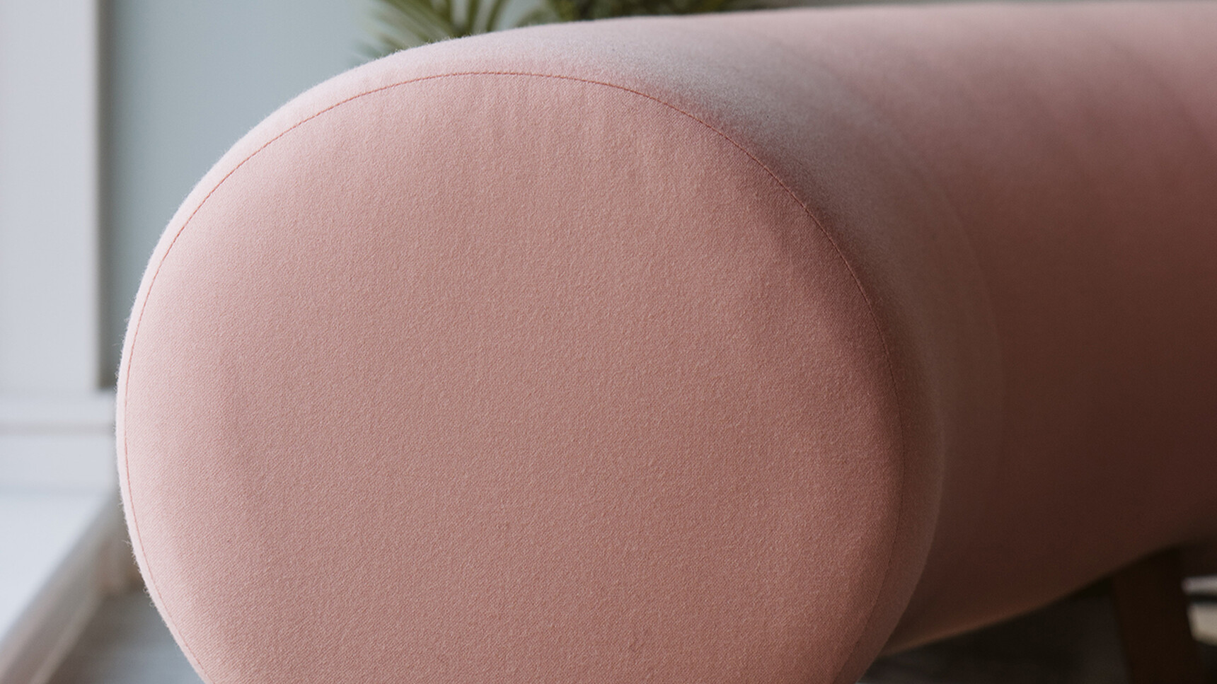 Deadgood Woody Bench | Curve Pink Upholstery Detail Image