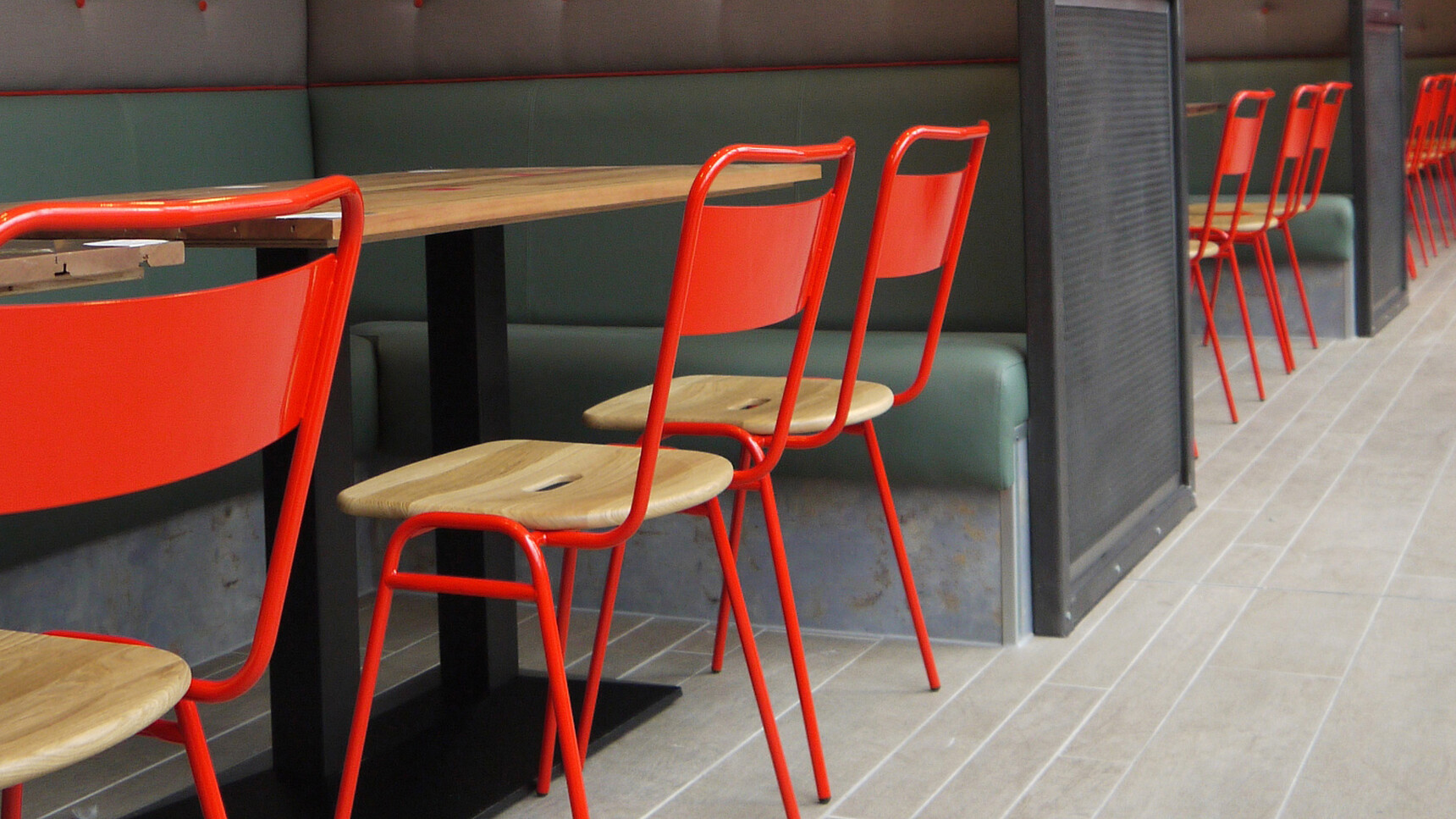 Deadgood Working Chair Oak Seat Orange Finish Family Image