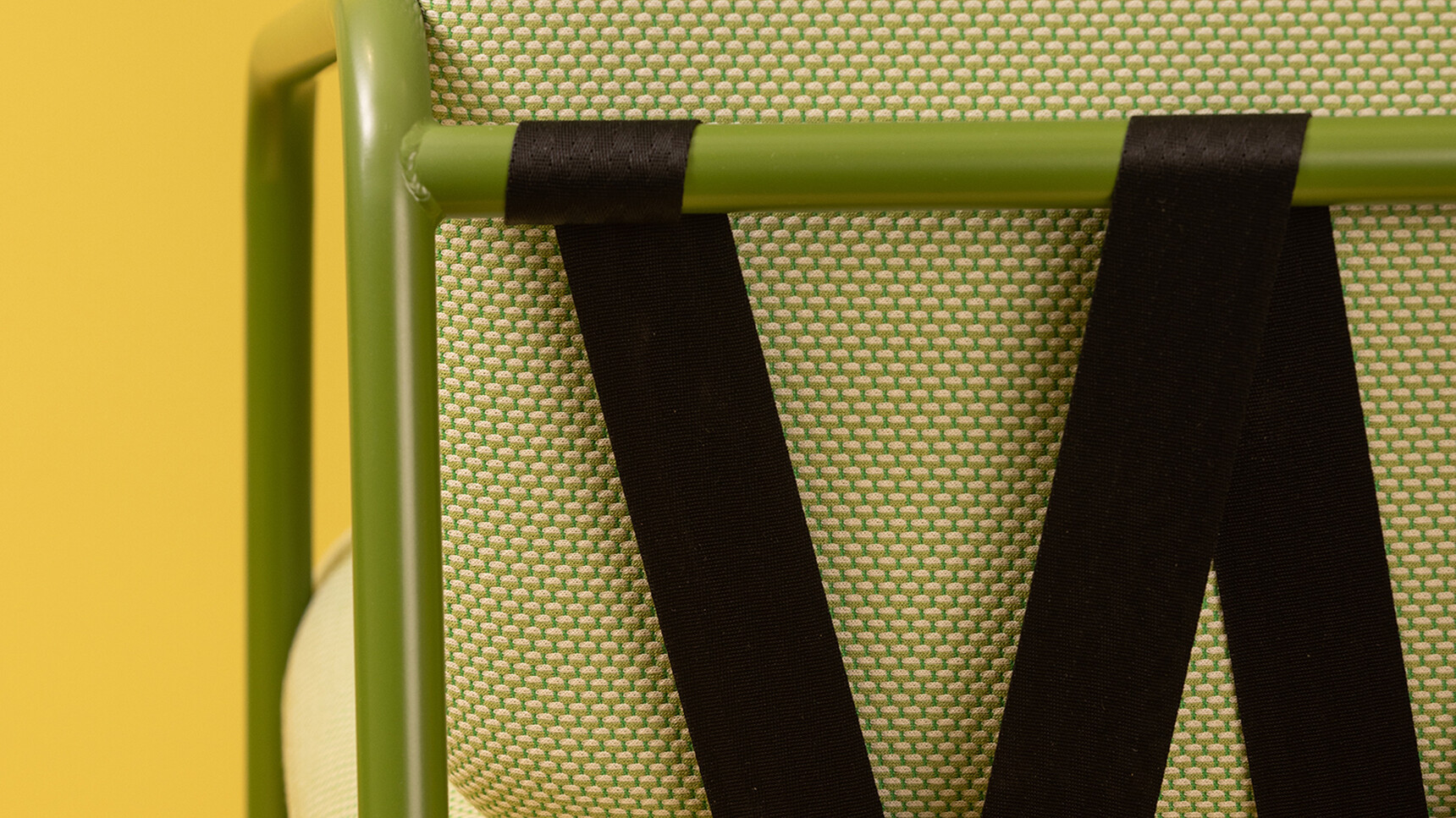 Deadgood Working Lounge Armchair Green Frame Finish Back Angle Detail Image