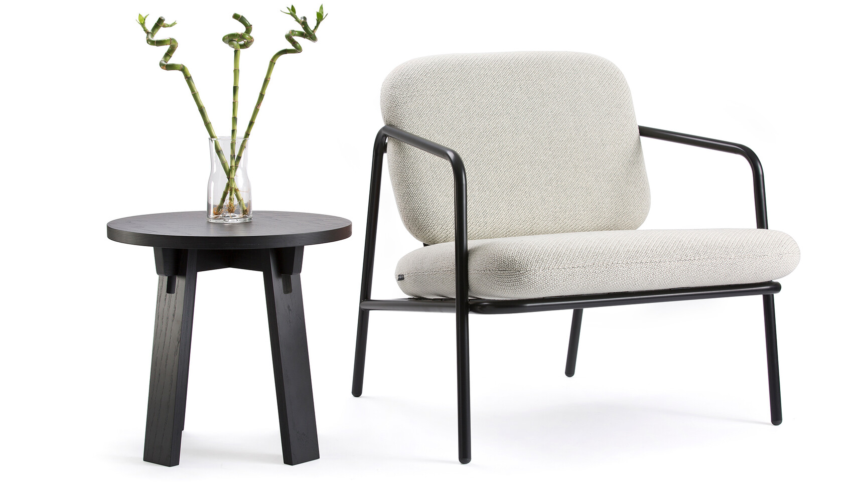 Deadgood Working Lounge Armchair White Upholstery Jet Black Frame Finish Family Image