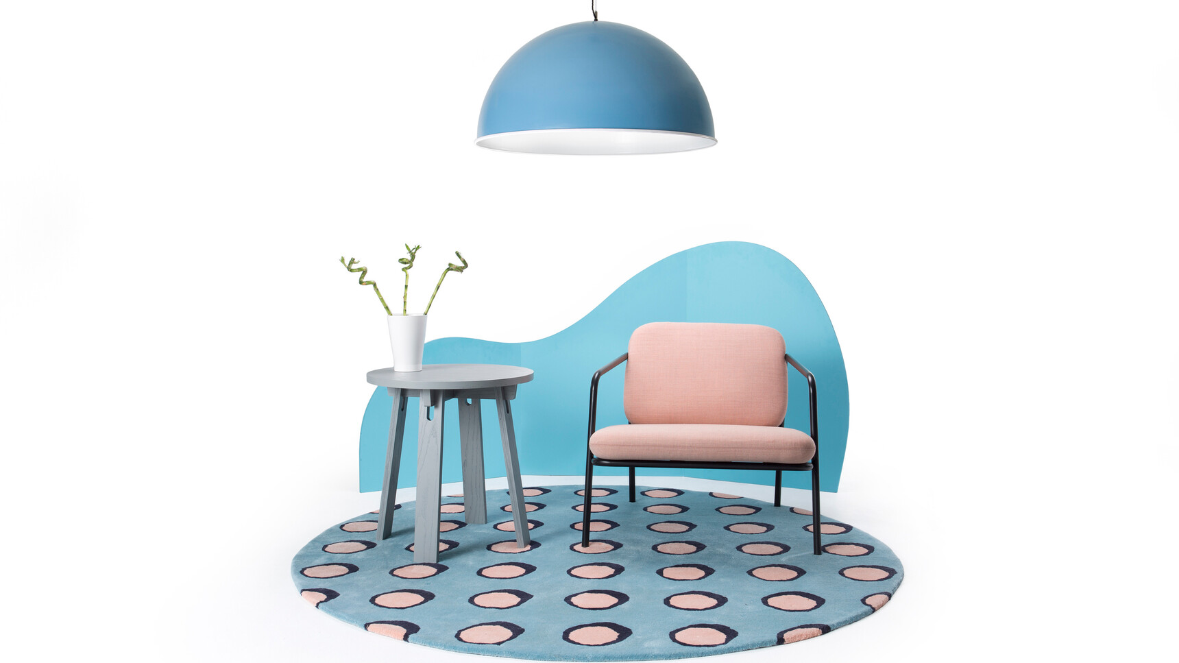 Deadgood Working Lounge Armchair Pink Upholstery Jet Black Frame Finish Family Image