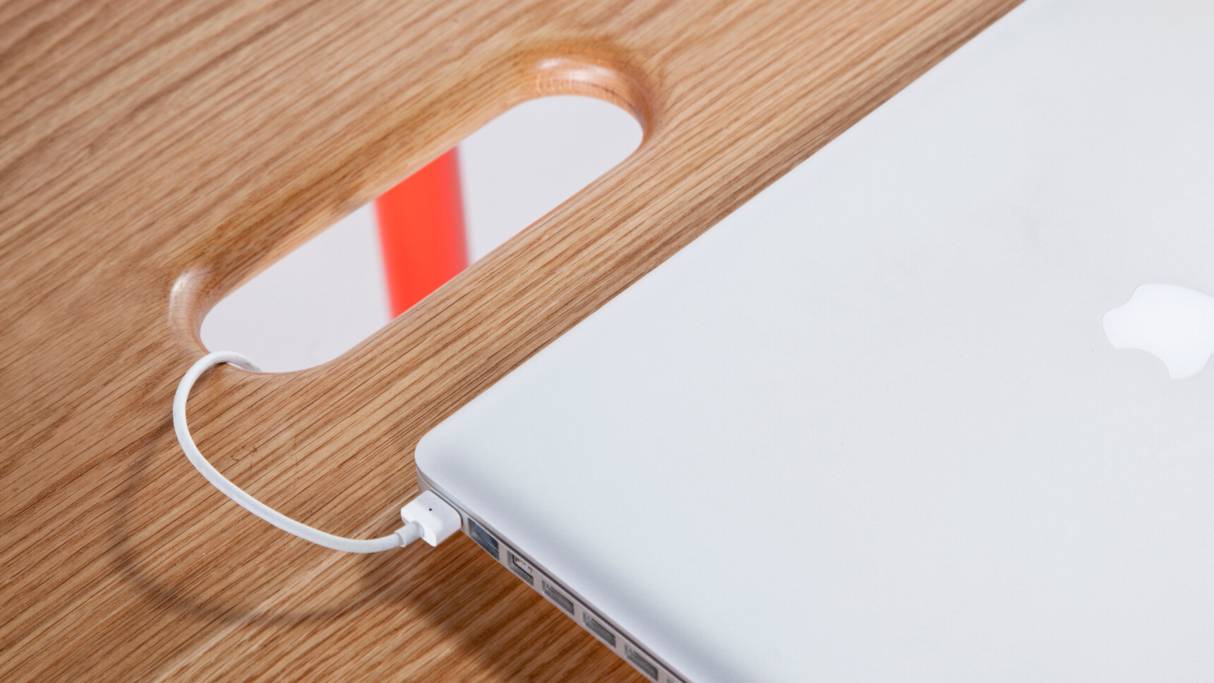 Deadgood Working Table | Large Detail Image Of Laptop Access Port