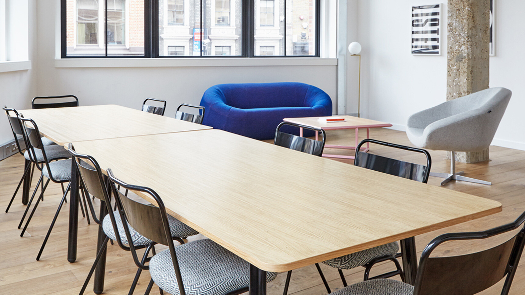 Deadgood Working Table | XXXL Solid Oak Top Black Frame In Situ