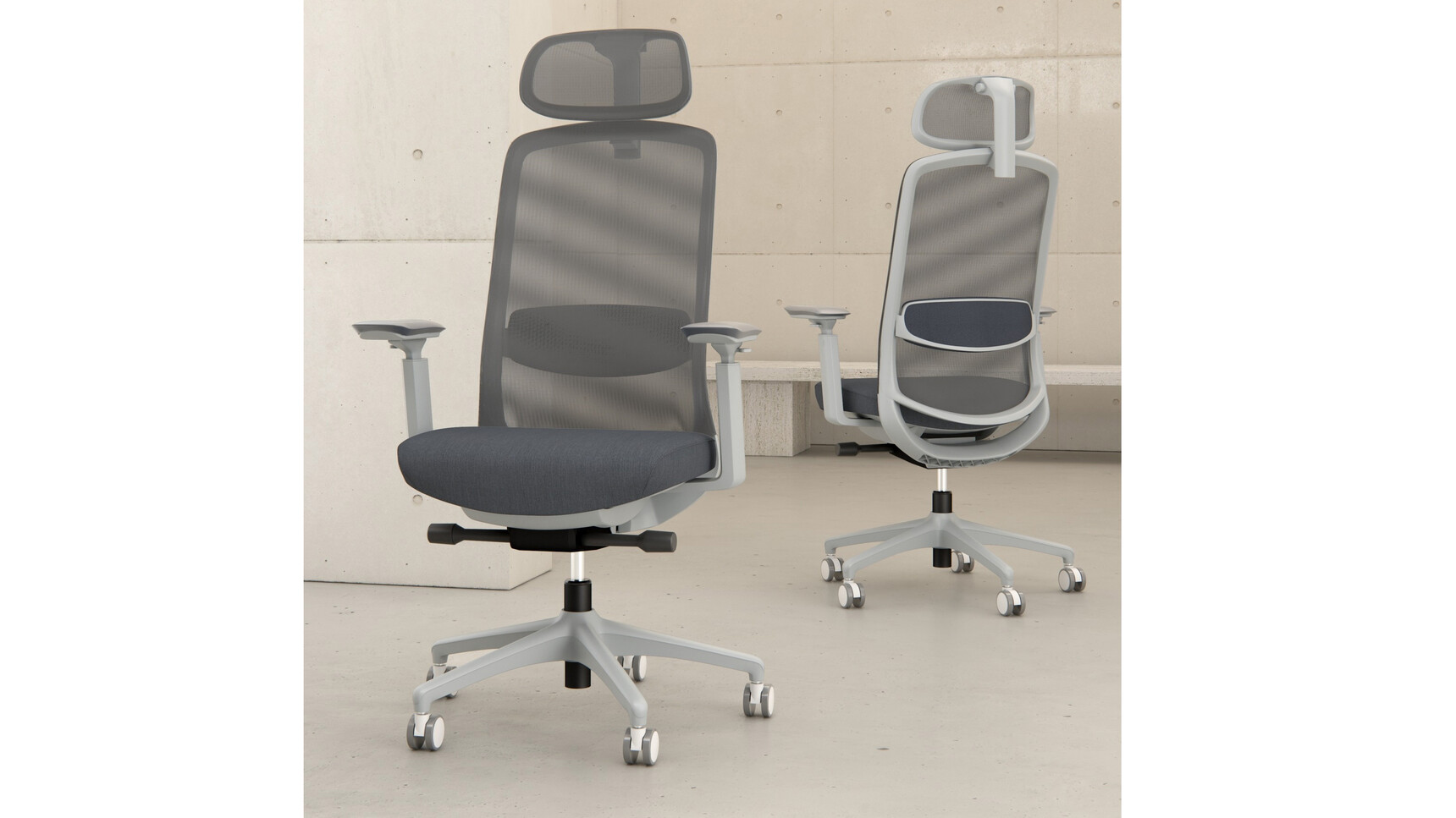 Elite Solo Mesh Back Office Chairs With Headrest | Grey Frame Family Image