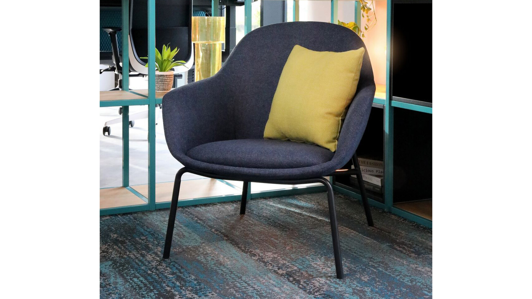 Elite Ovo Lounge Armchair Blue Upholstery In Lounge Setting