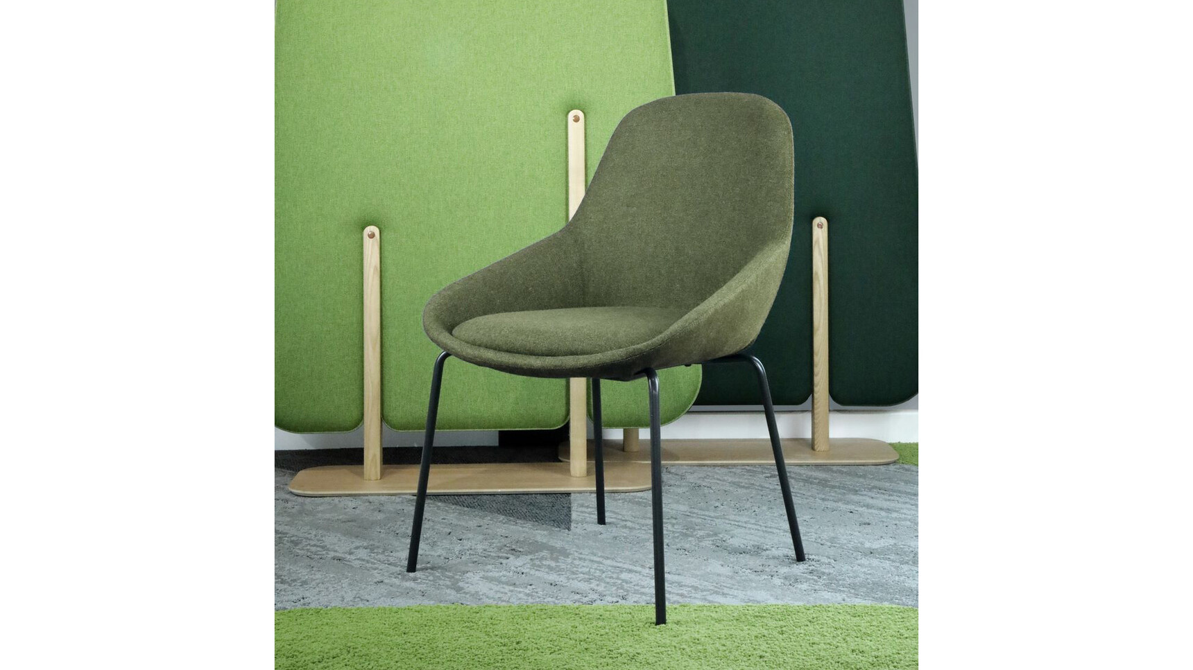 Elite Ovo Meeting Chair With Four Leg Base Green Upholstery In Situ