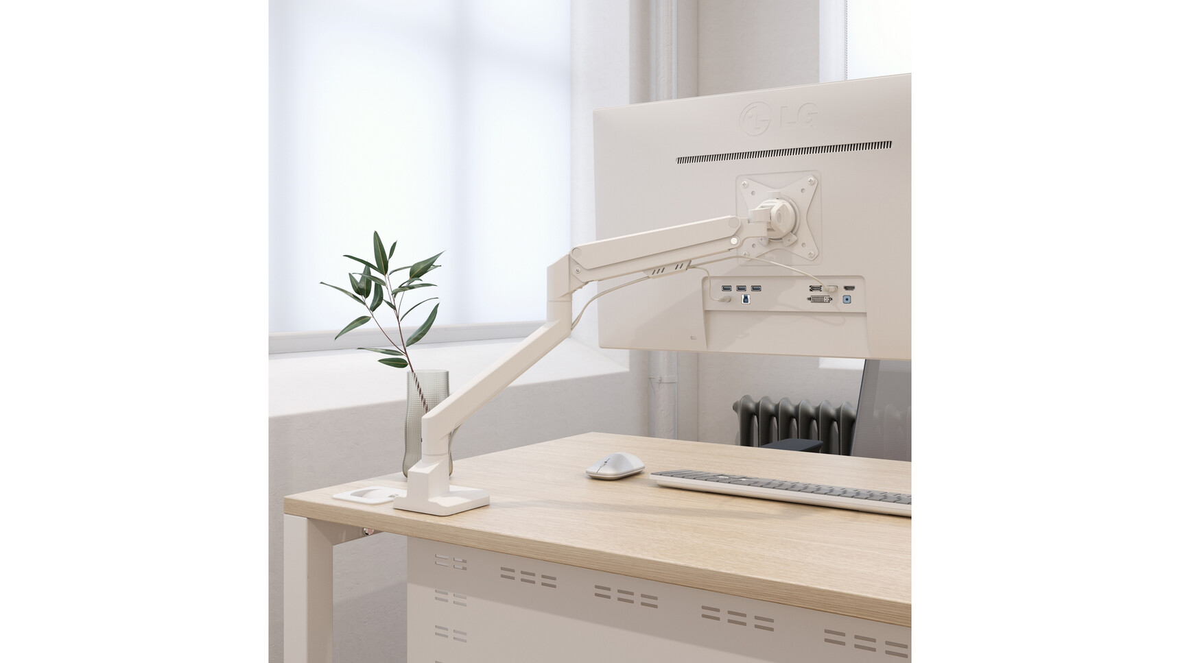 Elite Maya Single Monitor Arm Matt White Finish Family Image