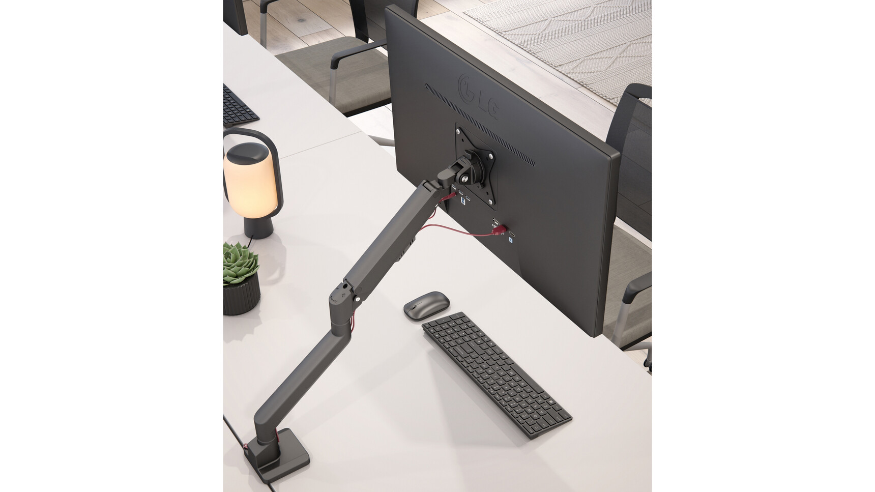 Elite Maya Single Monitor Arm Matt Black Finish In Office Setting