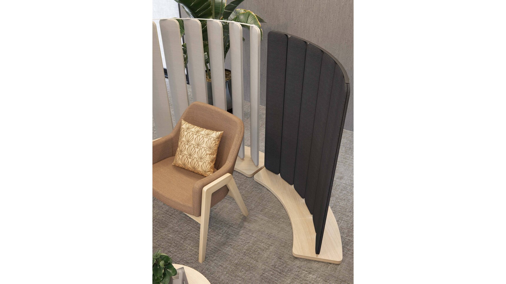 Elite Hive 60 Degree Curved Floor Standing Screens Black And Grey Upholstery Family Image