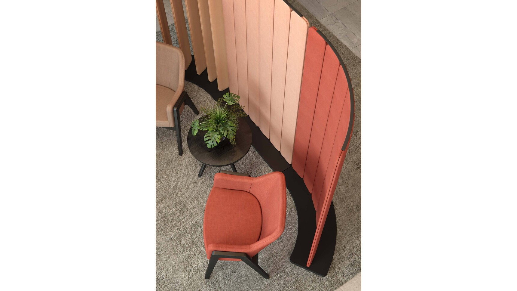 Elite Hive 60 Degree Curved Floor Standing Screens In Office Setting