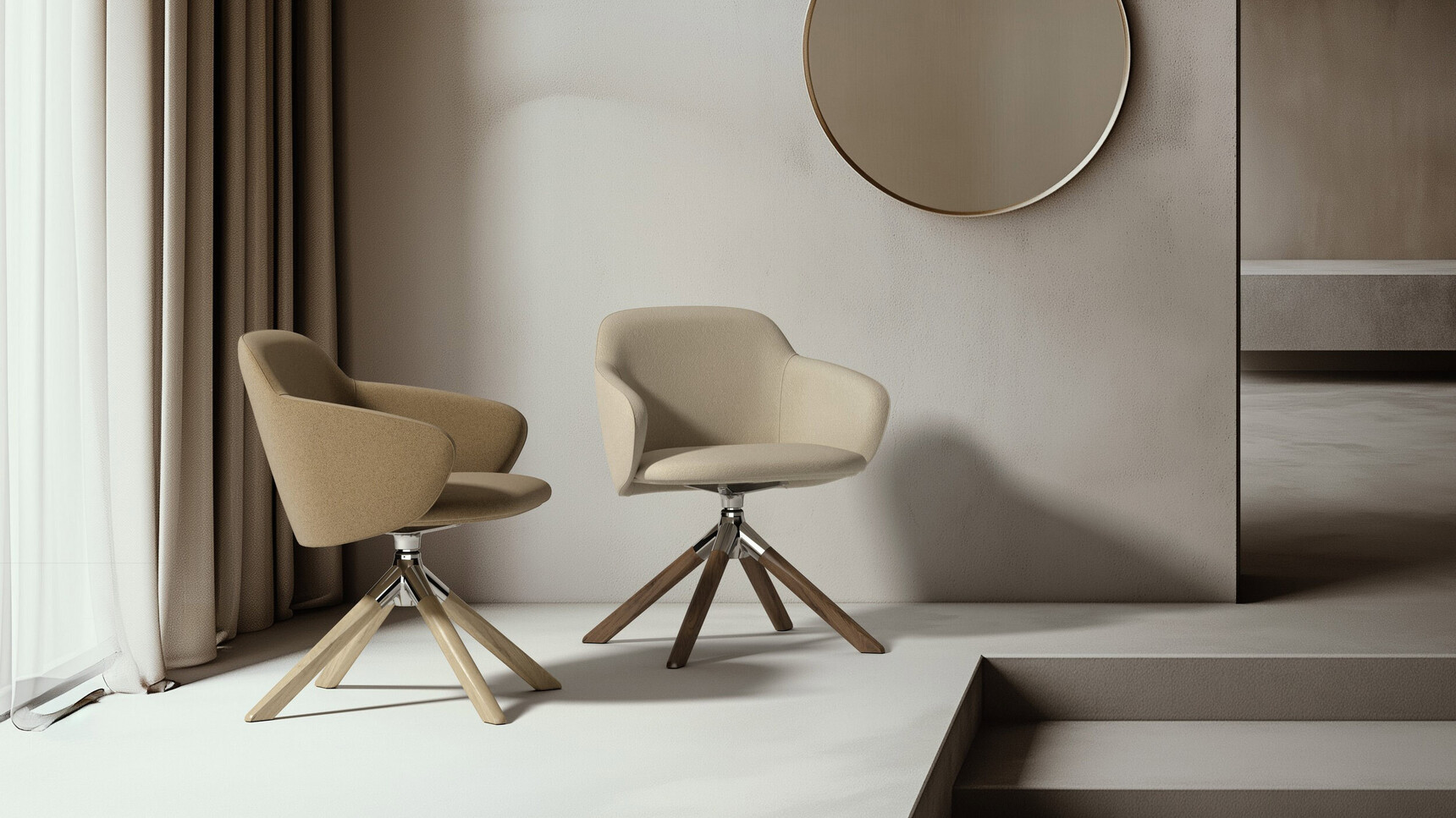 Elite Palma Meeting Chairs With Wooden Pyramidal Base Family Image