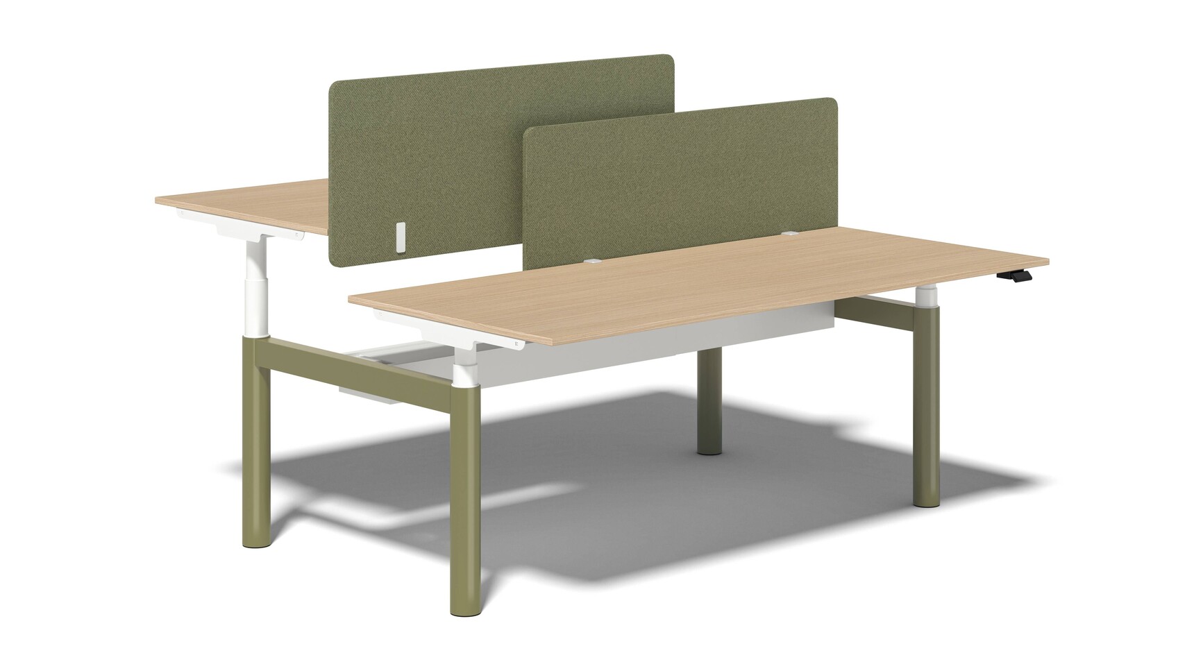 Bralco Nuvola Height Adjustable Bench Desk Wood Top Green Base Finish Family Image
