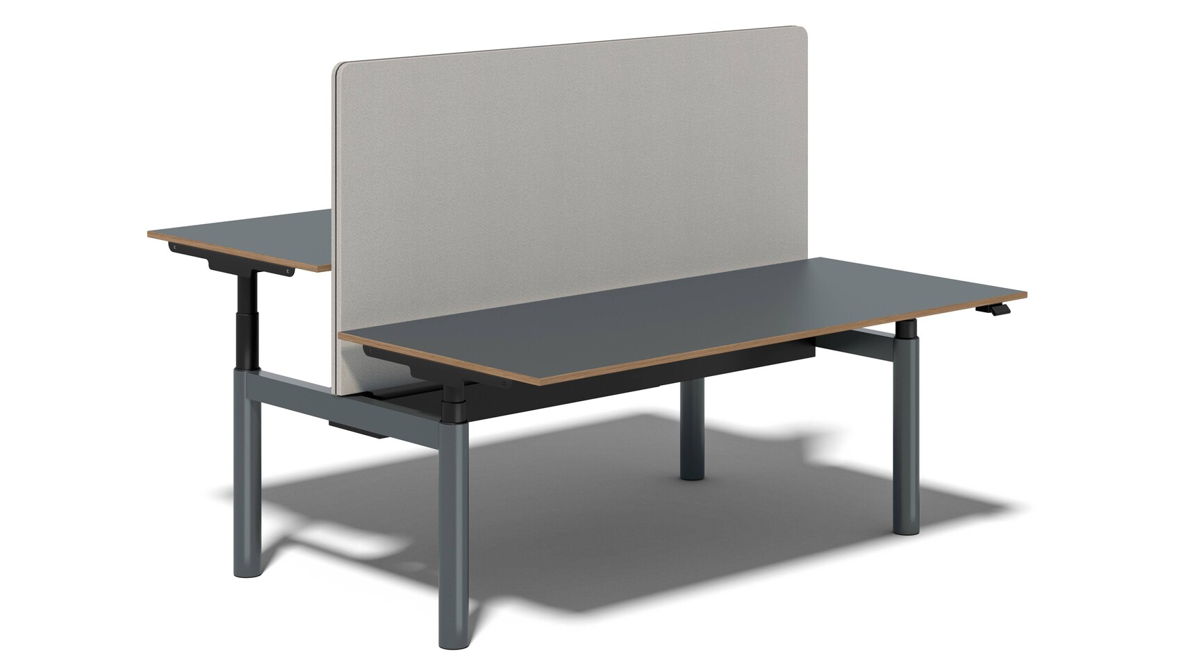 Bralco Nuvola Height Adjustable Bench Desk Grey Finish With Grey Screens Family Image