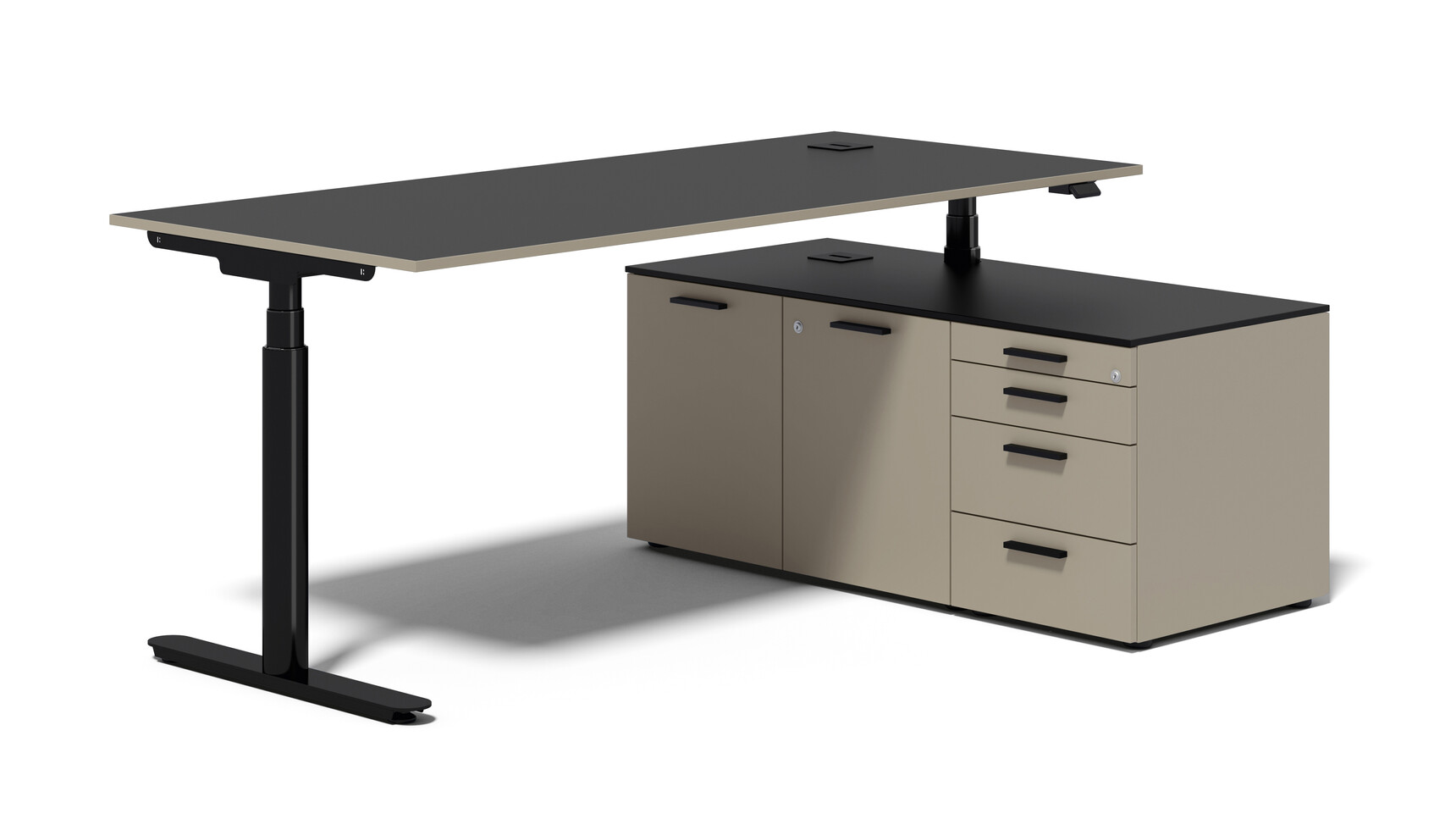Bralco Nuvola Height Adjustable Desk With Return Storage Family Image
