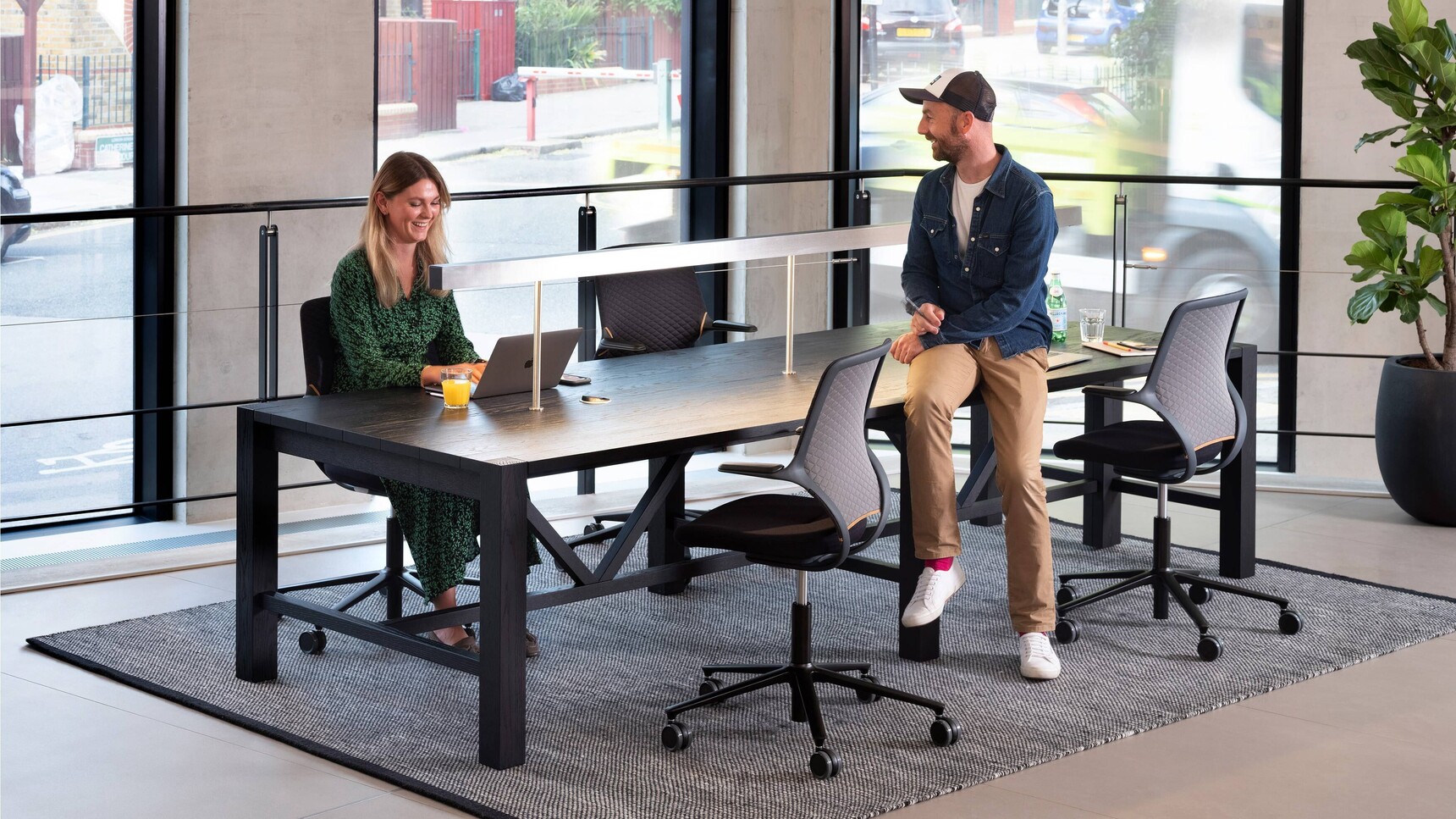 Orangebox AllowMe Midback Standard Height Office Chairs | Quick Ship At Table In Office Environment