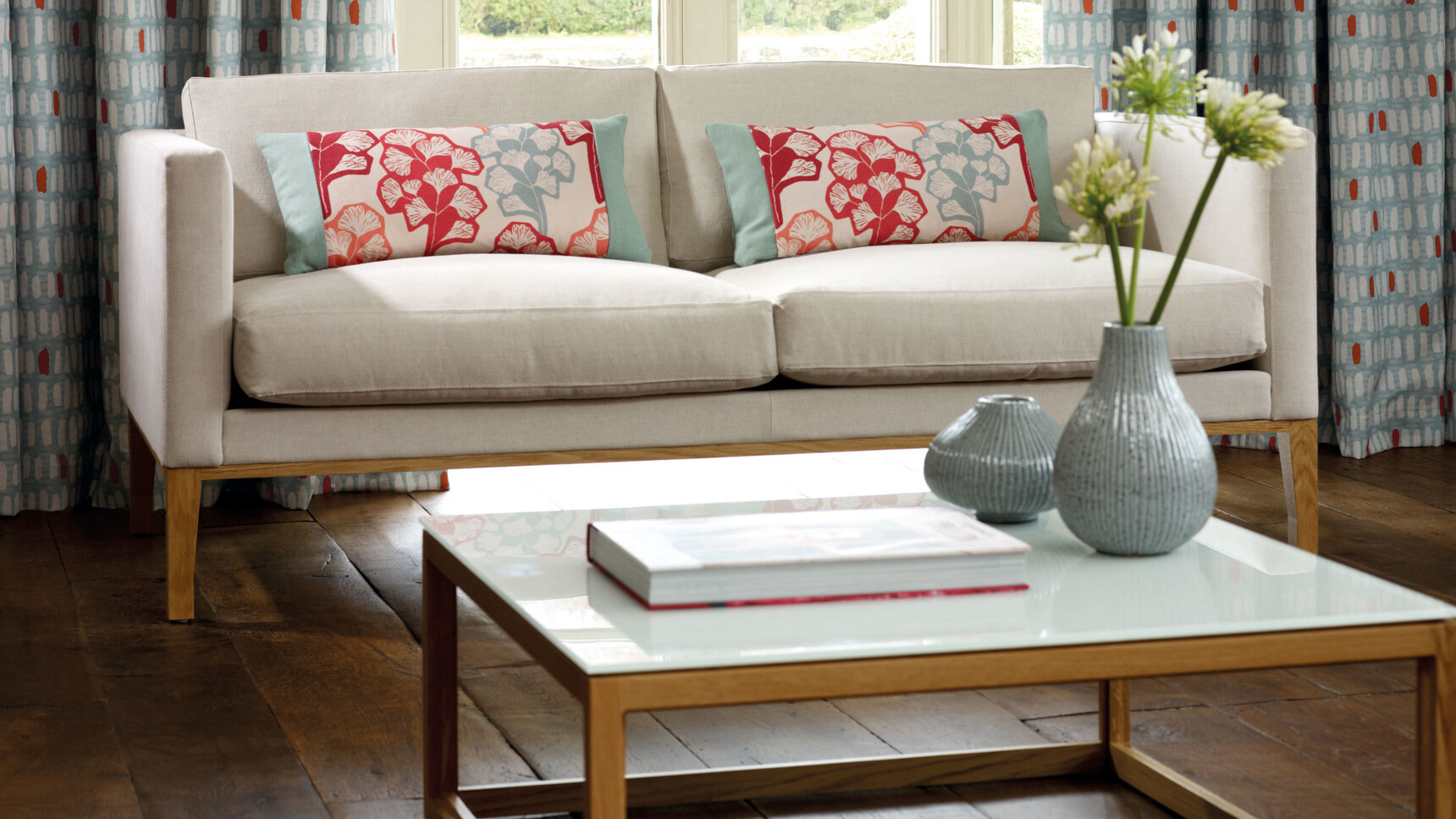 Boss Design Metro Large Rectangular Coffee Table With White Glass Table Top And Wood Finish At Sofa