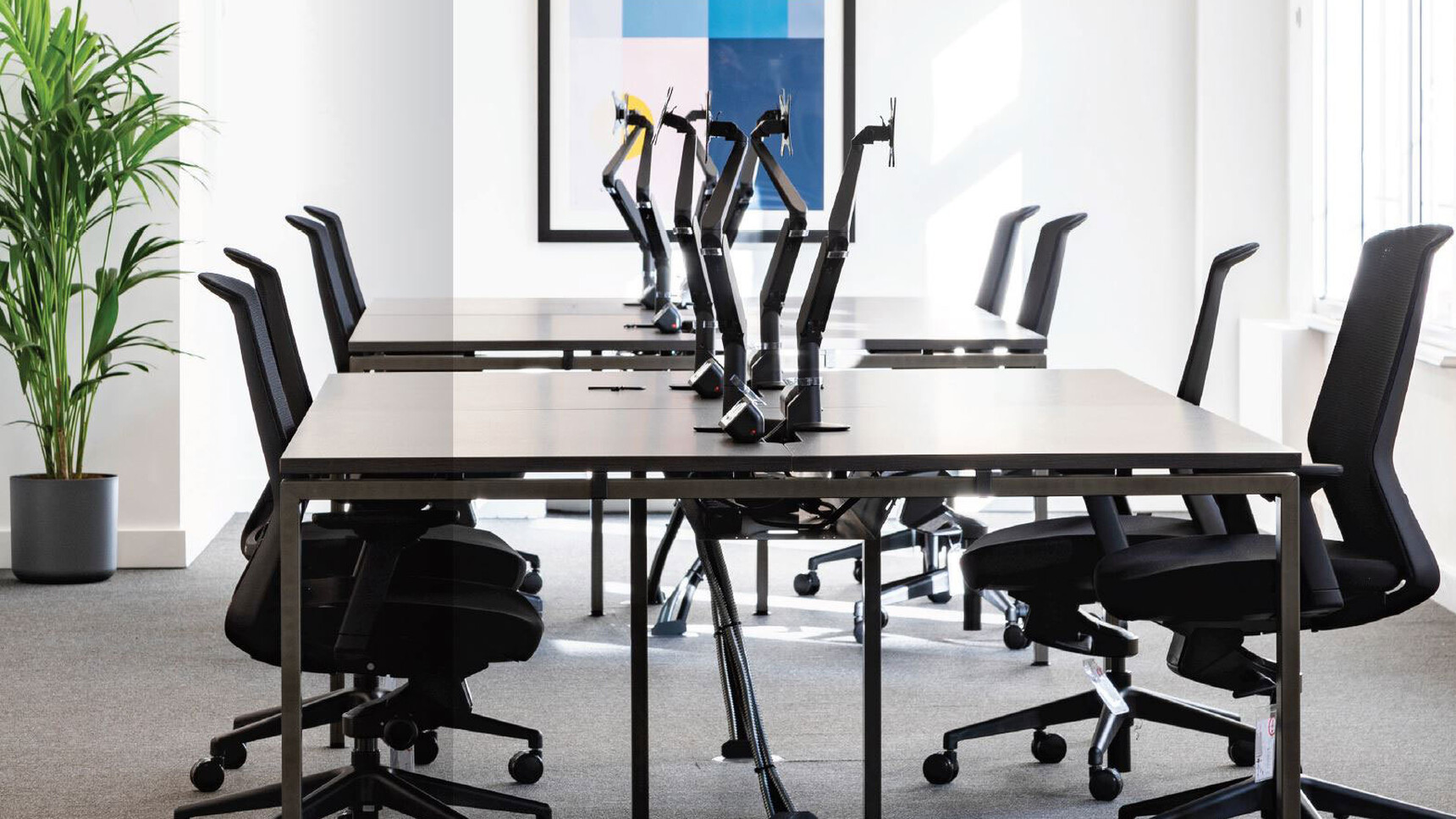 Eight Workstories J1 Mesh Back Office Chairs Black Upholstery Finish At Wood Finish