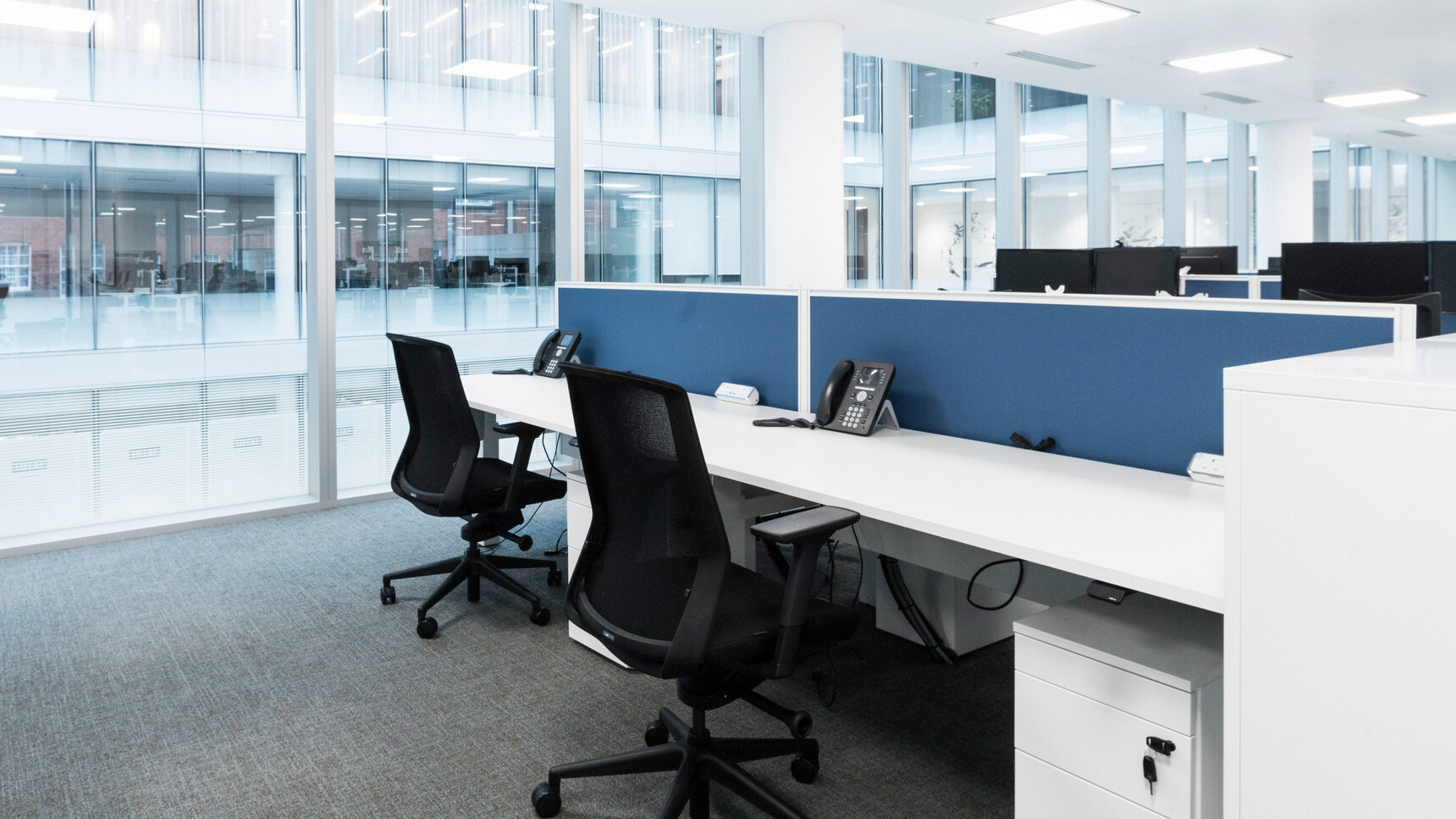 Two Workstories J1 Mesh Back Office Chairs Black Upholstery Finish At Desks White Finish