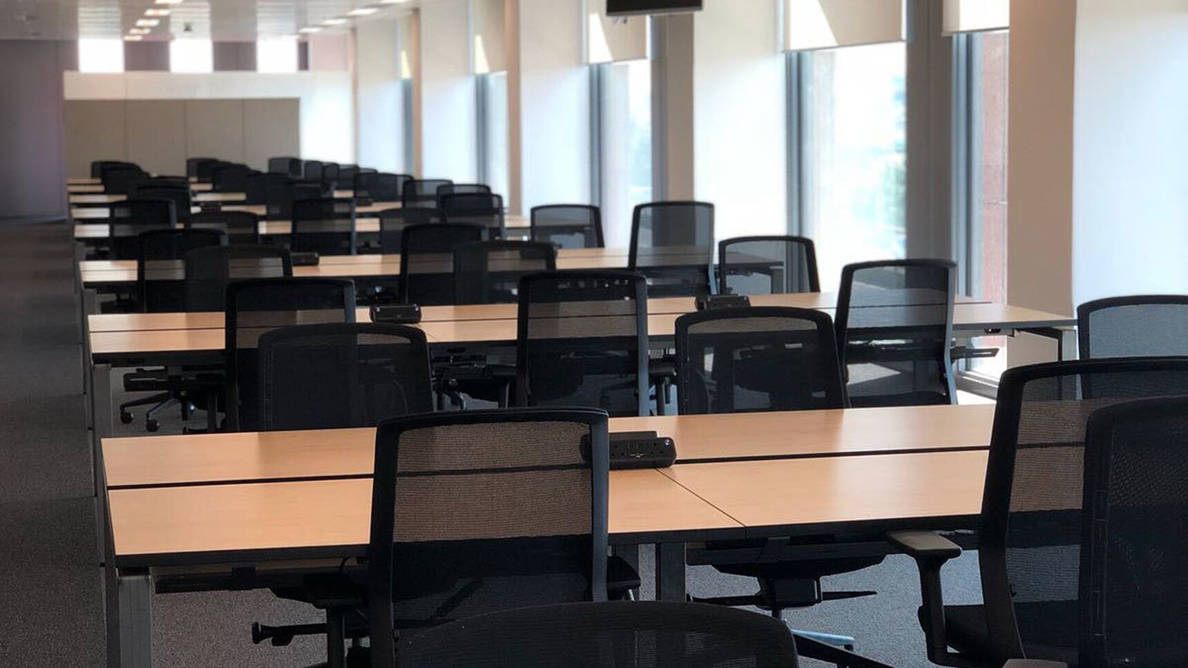 Various Workstories J1 Mesh Back Office Chairs Black Upholstery Finish At Desks Wood Finish In Office Environment